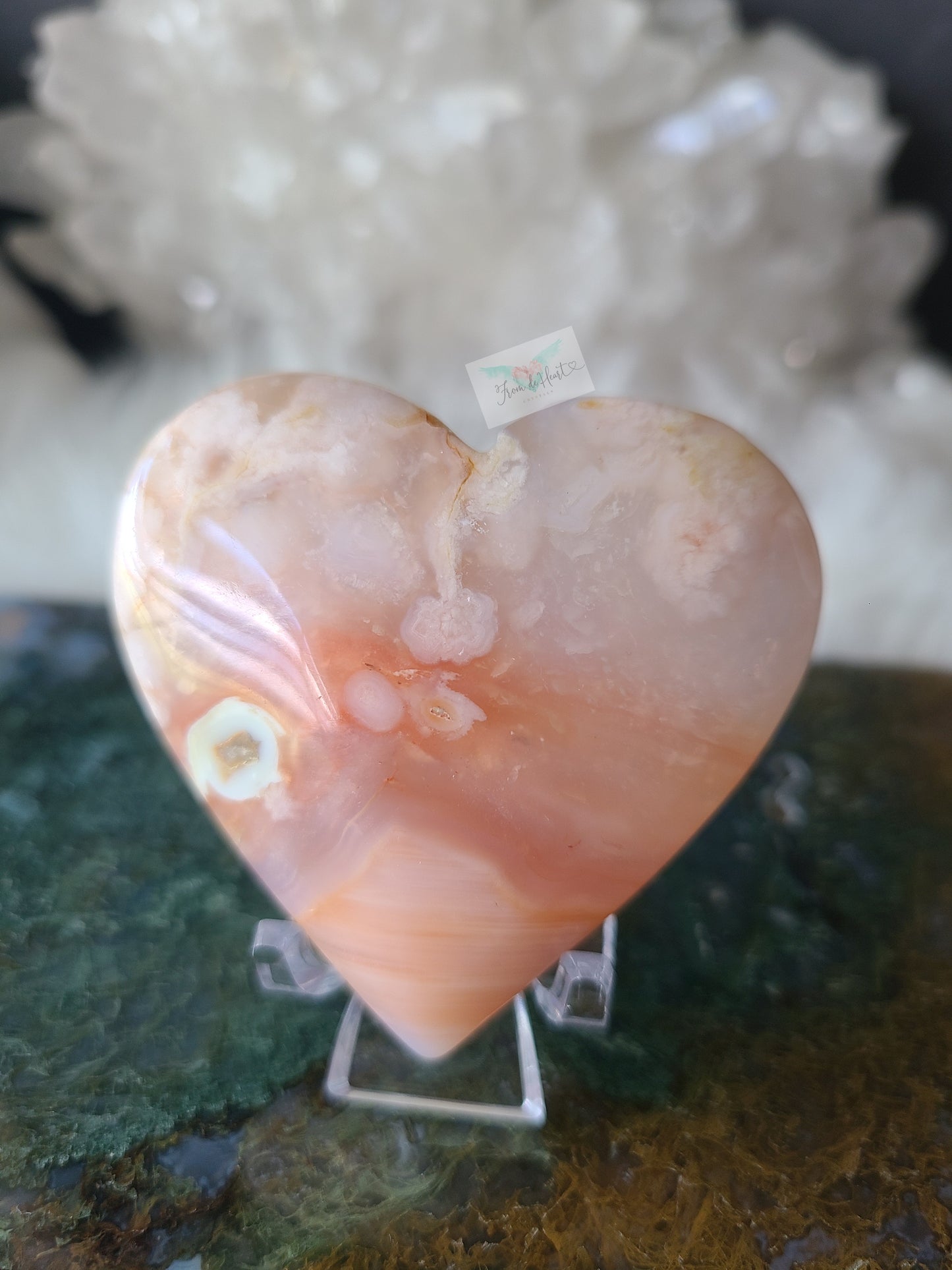 Flower Agate Carnelian Heart