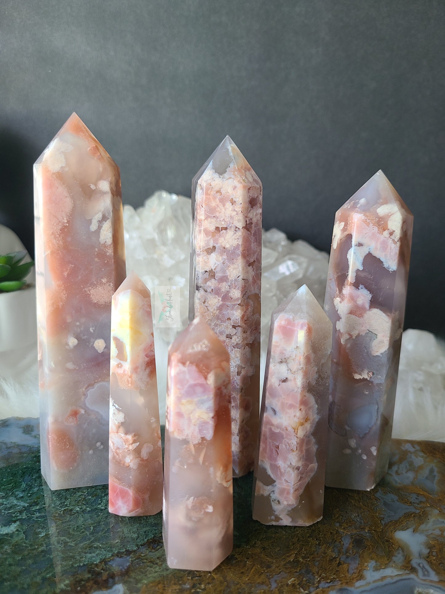 Pink Flower Agate Tower (RARE FIND)