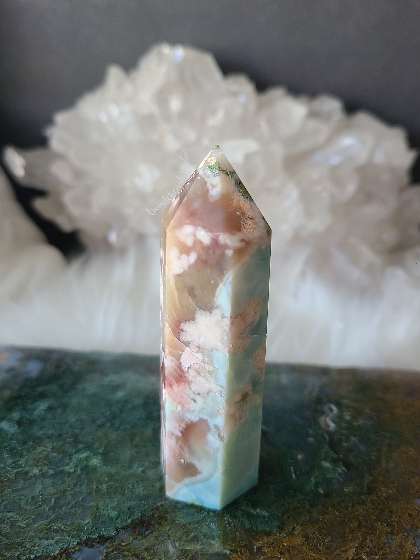 Pink and Turquoise Flower Agate Tower (RARE FIND)