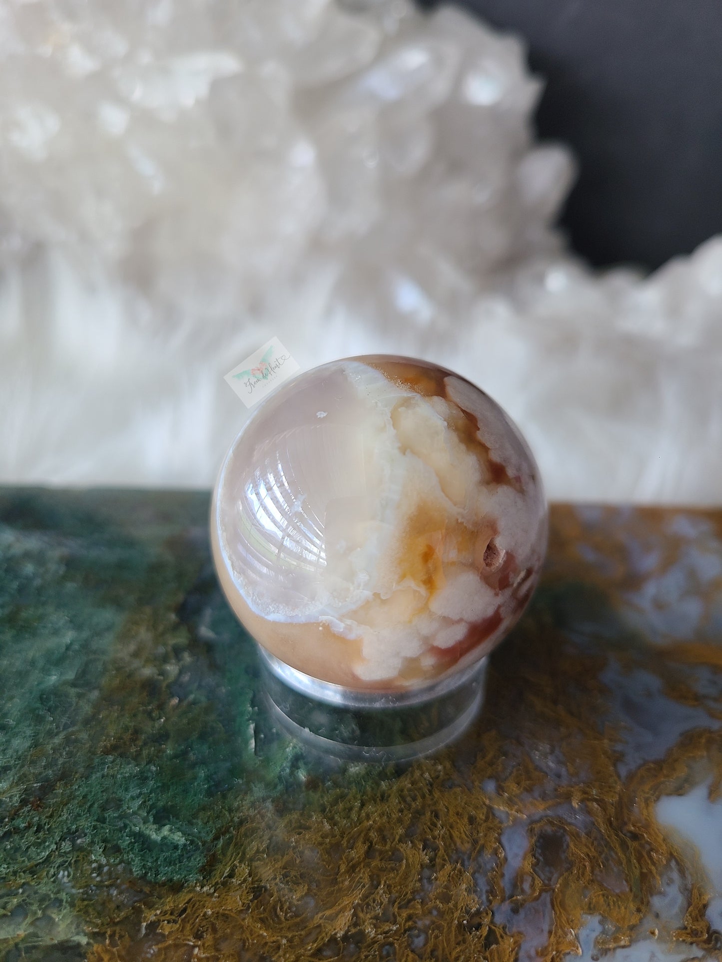 Pink and Turquoise Flower Agate Tower (RARE FIND)