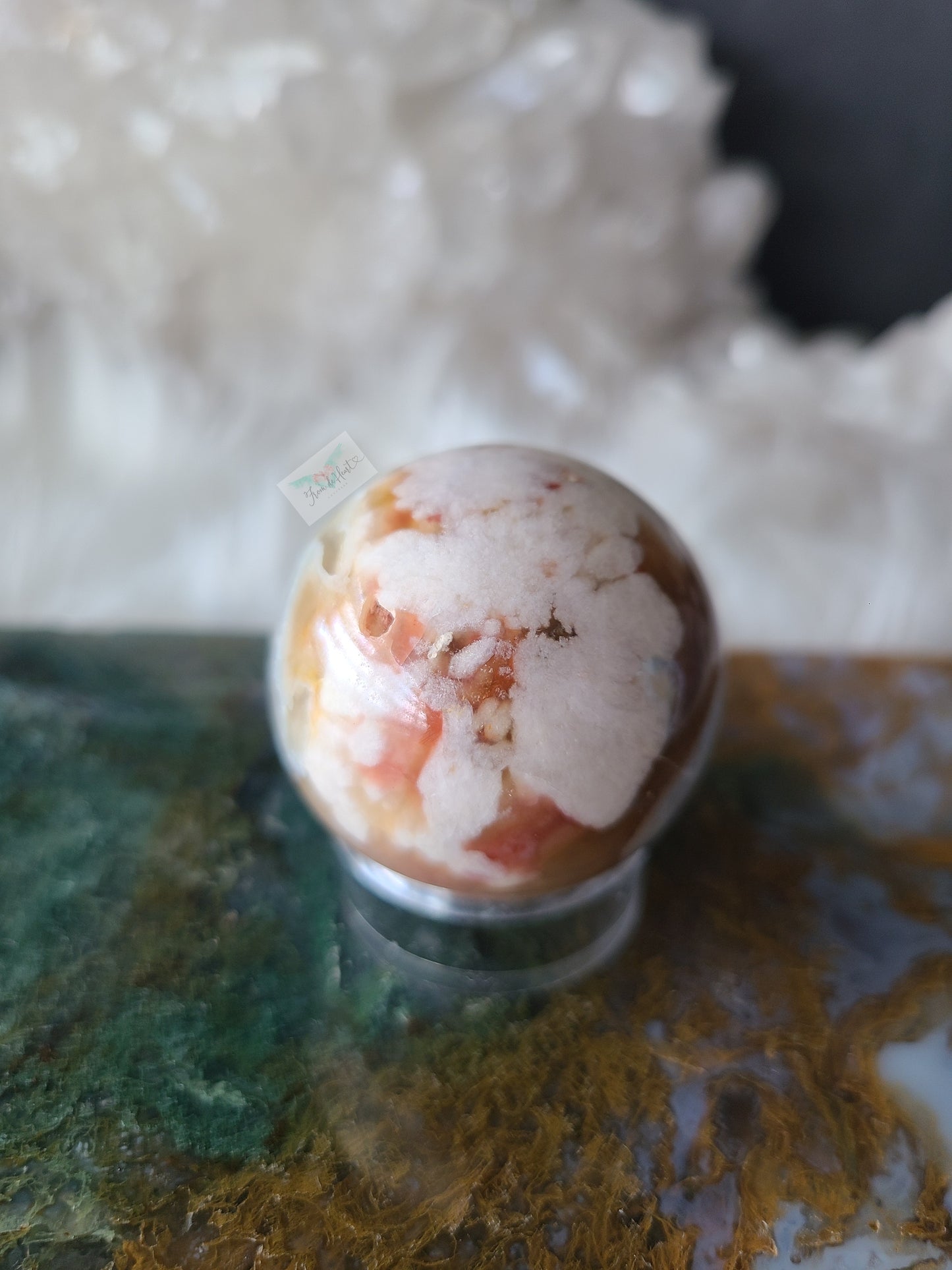 Pink and Turquoise Flower Agate Tower (RARE FIND)
