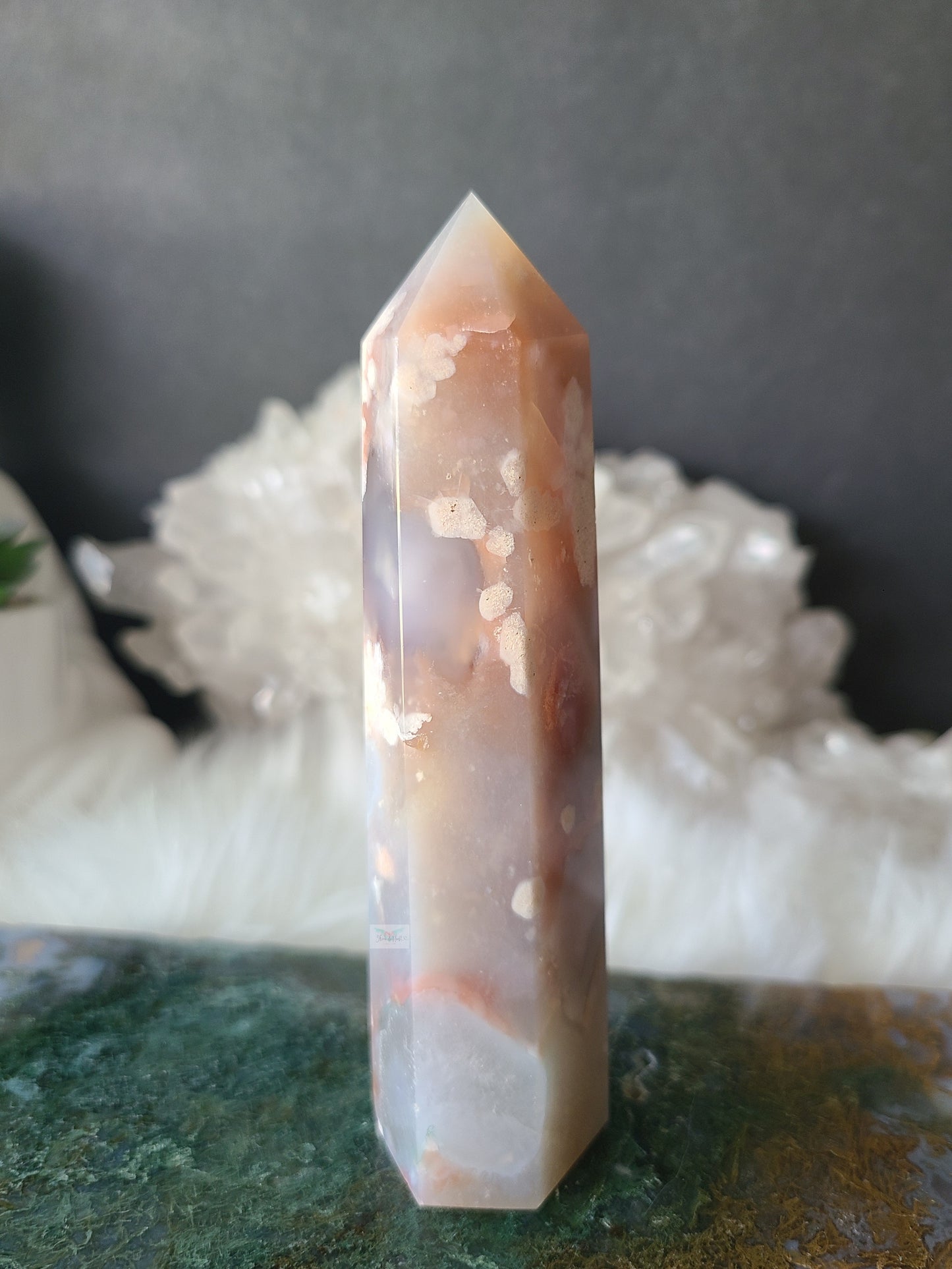 Pink Flower Agate Tower (RARE FIND) (B)