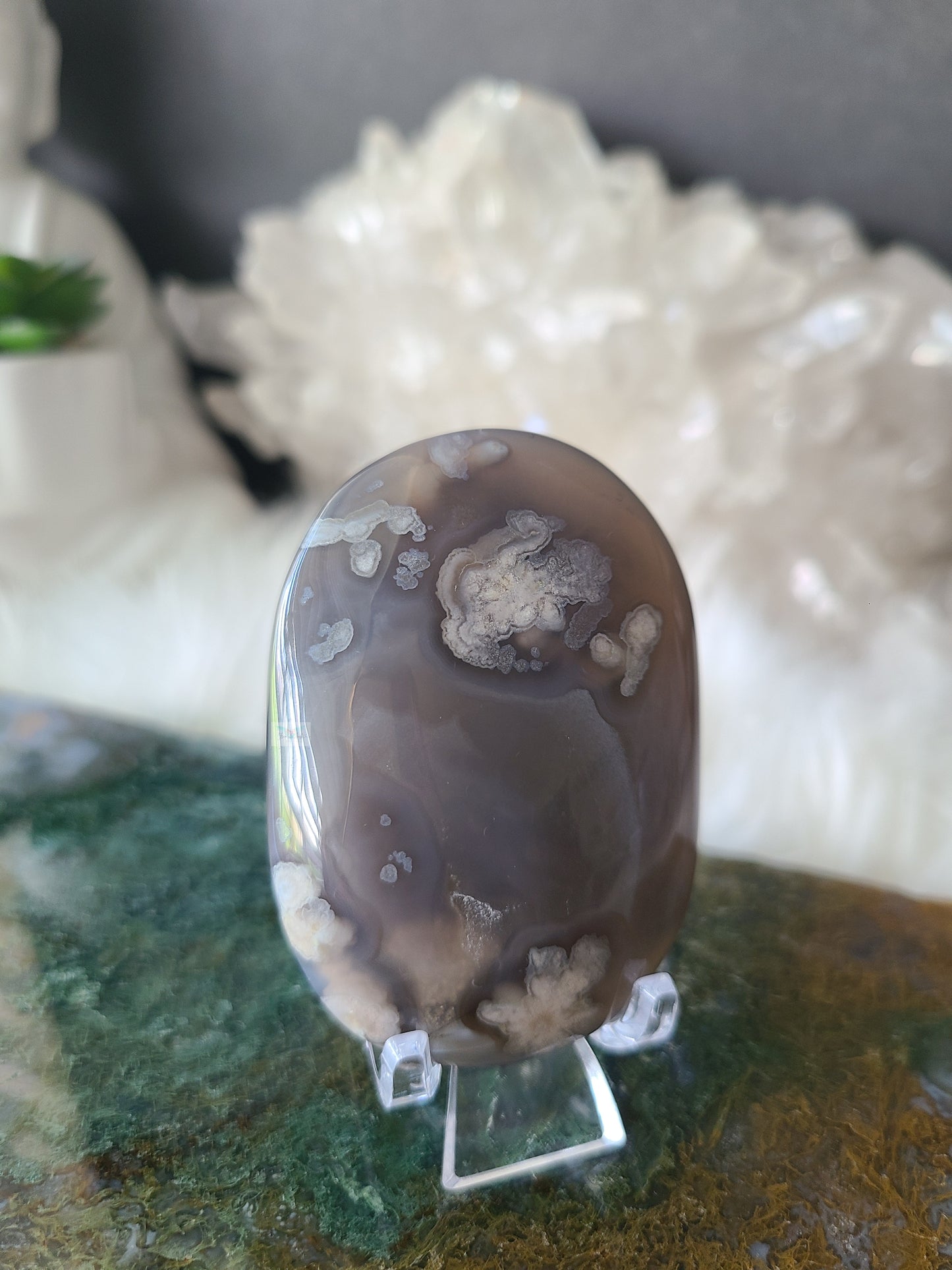 Black Flower Agate Palmstone (B)