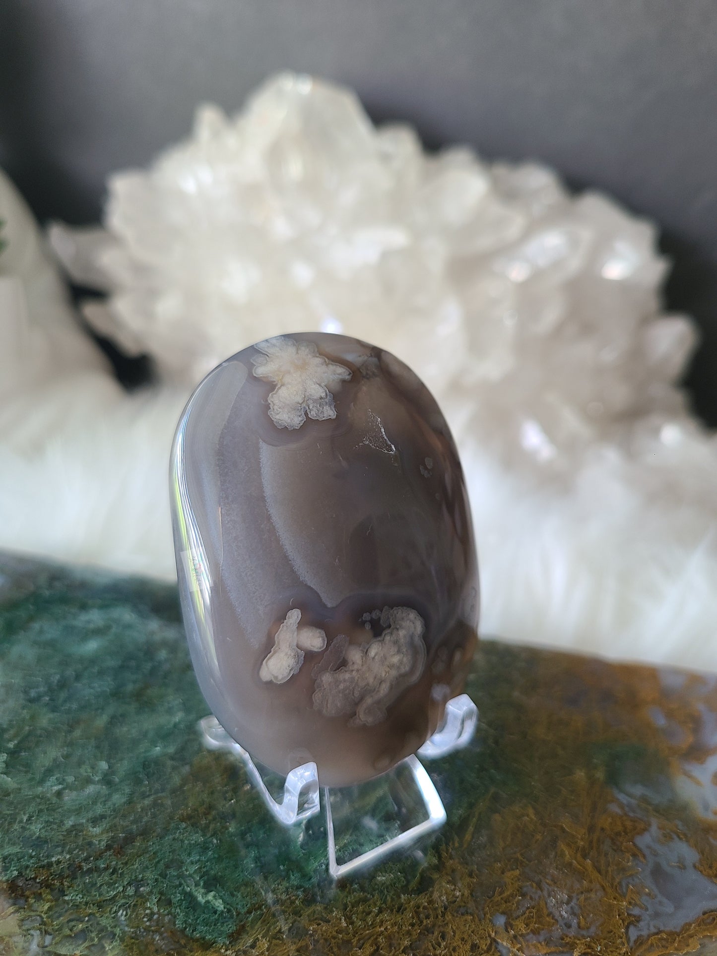 Black Flower Agate Palmstone (B)