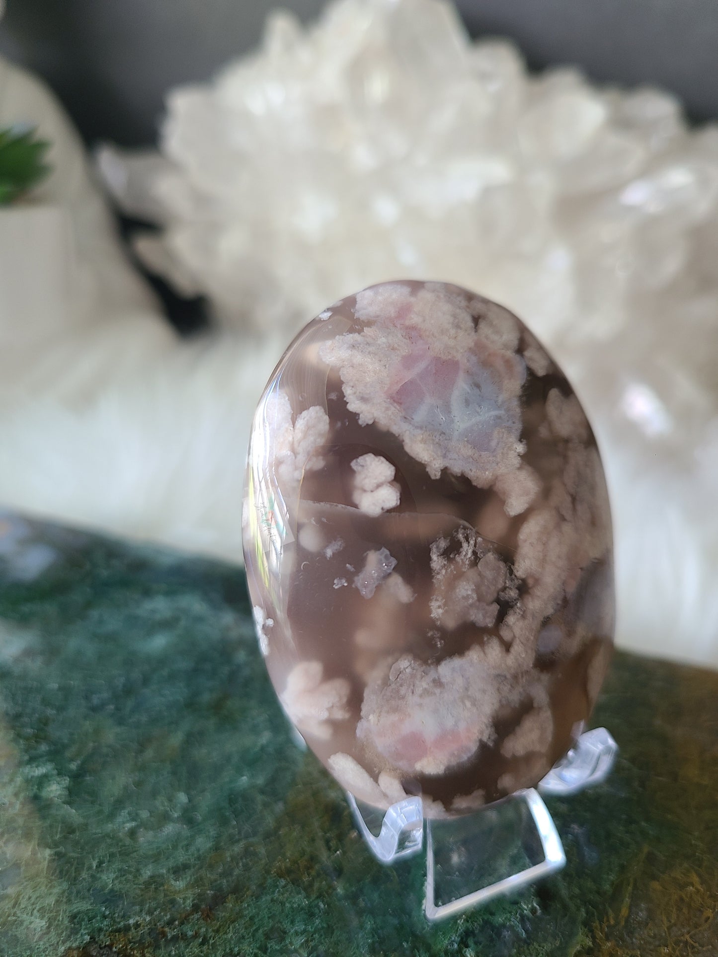 Black Flower Agate Palmstone (C)