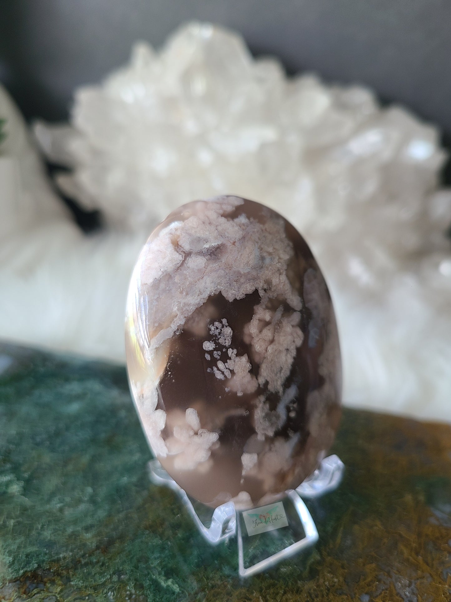 Black Flower Agate Palmstone (C)