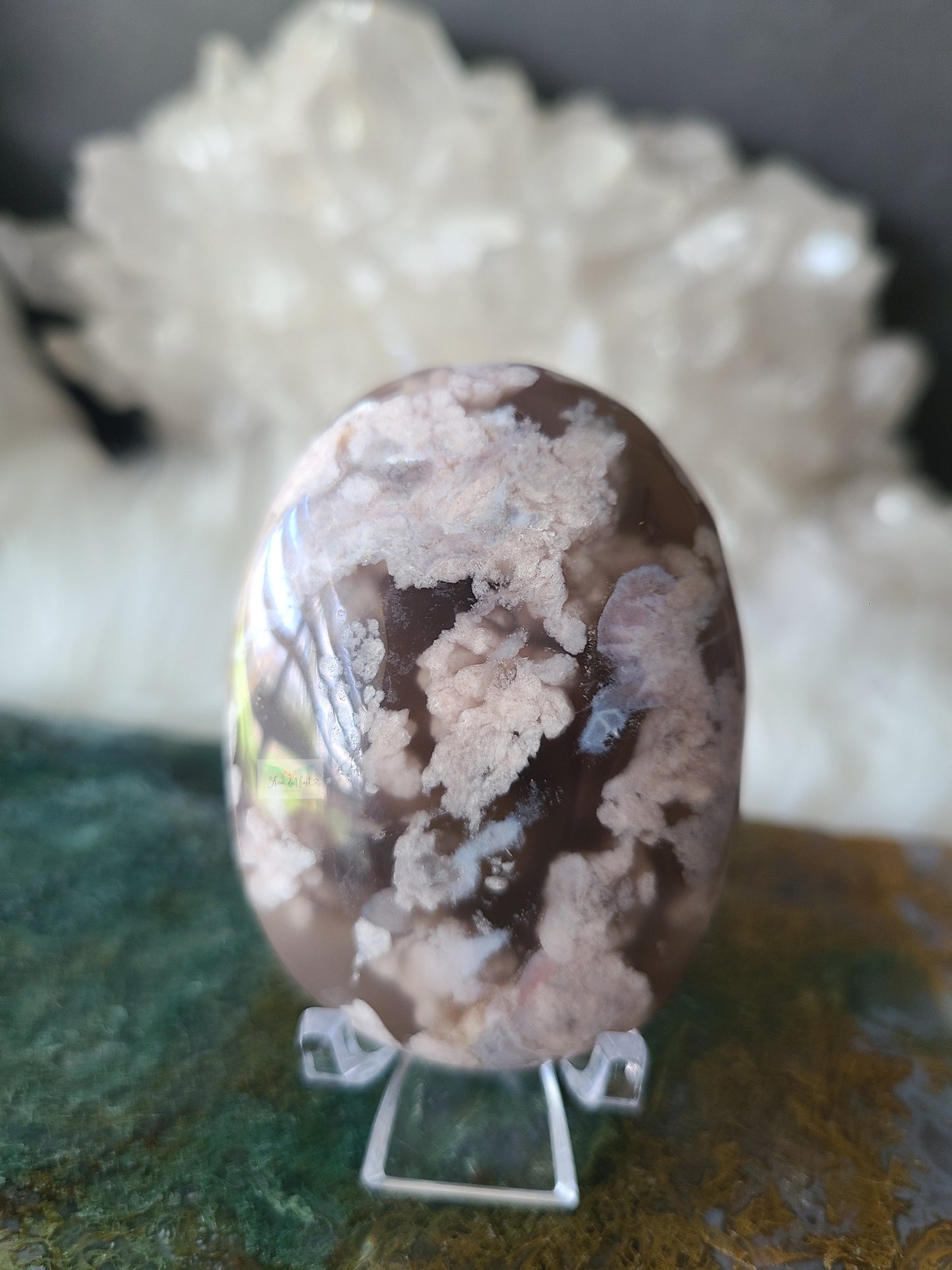 Black Flower Agate Palmstone (C)