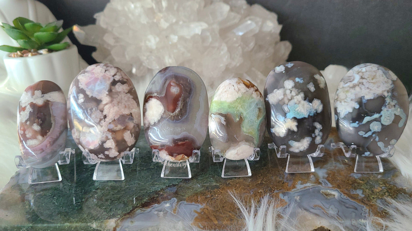 Pink Flower Agate Palm stone (F)