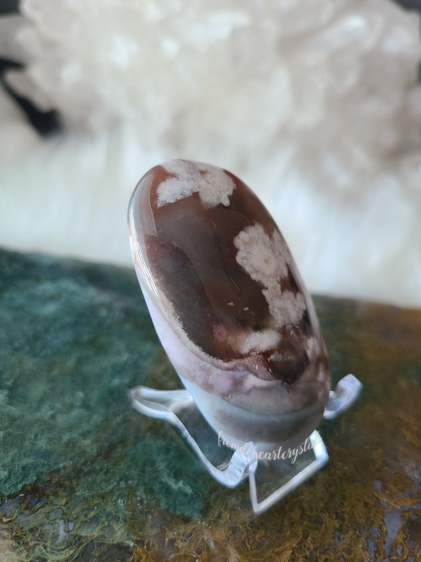 Pink Flower Agate Palm stone (F)