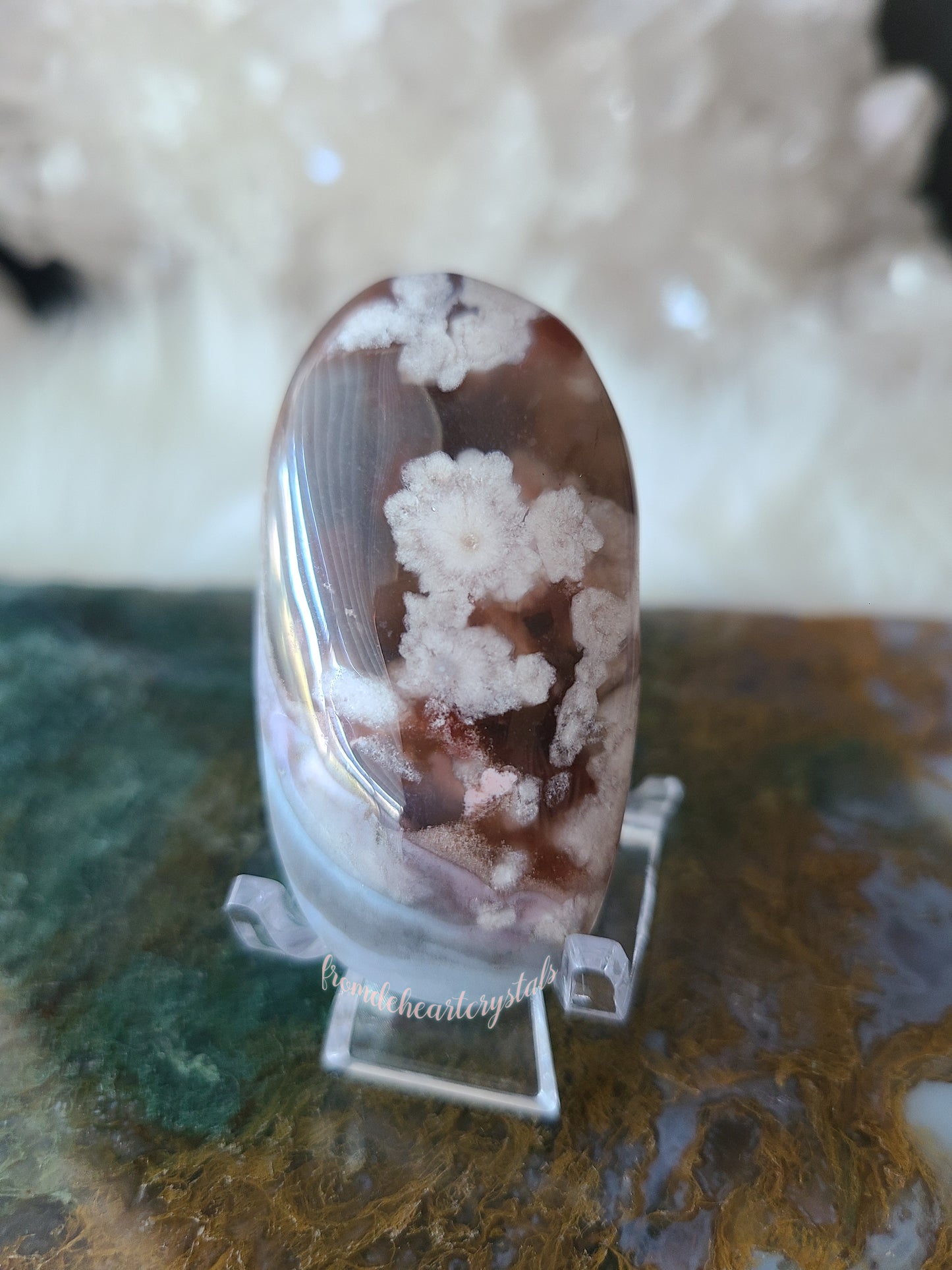 Pink Flower Agate Palm stone (F)