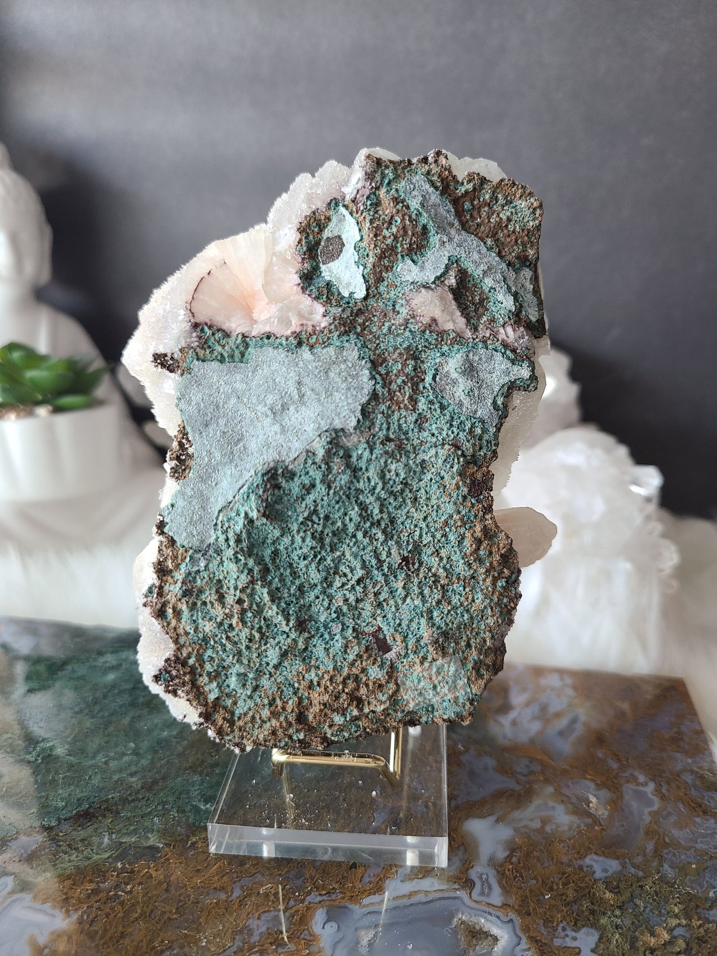 High Quality Sugar Diamond Apophyllite and Stilbite Specimen