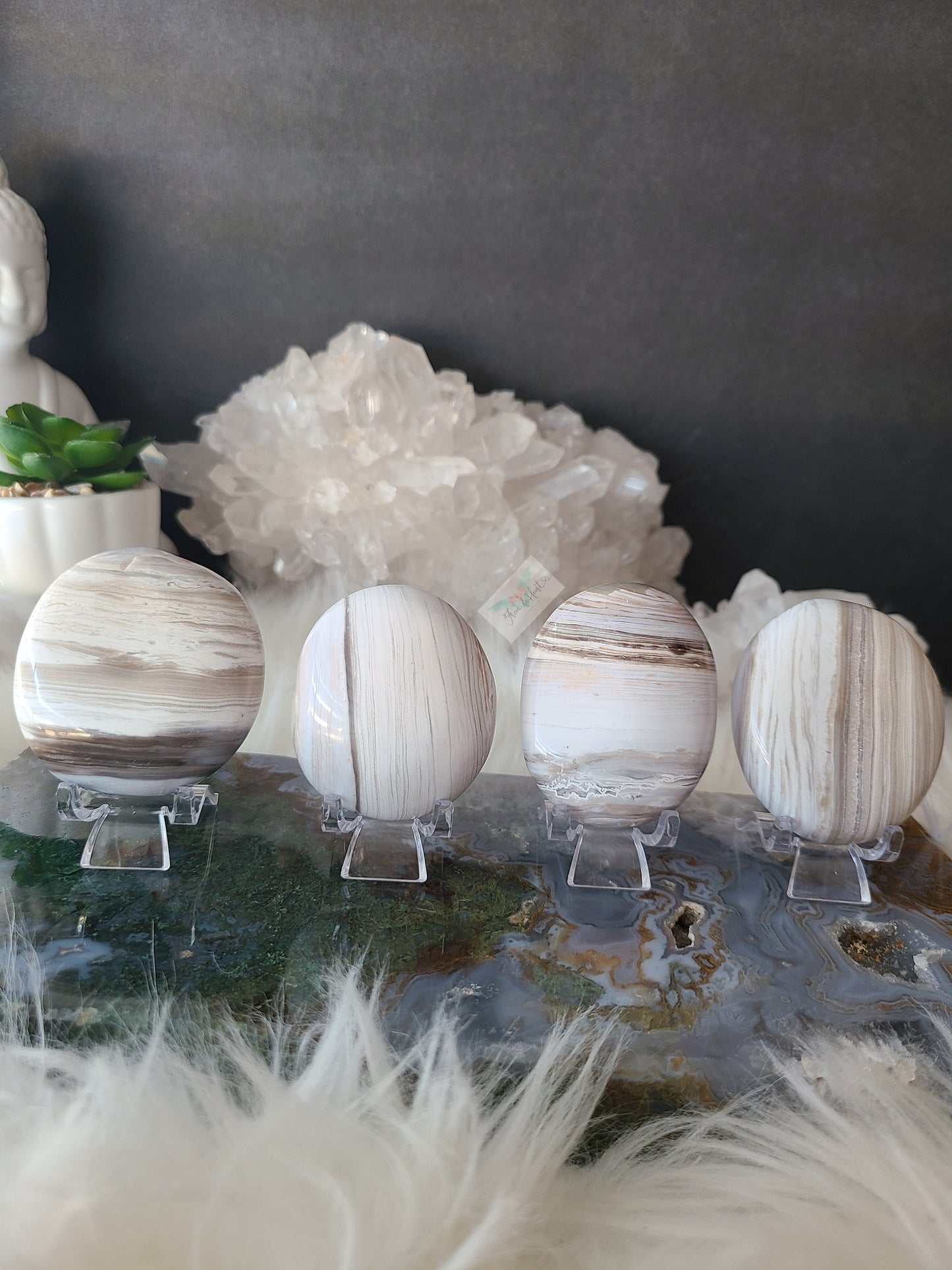 White Ocean Jasper Palmstone (A)