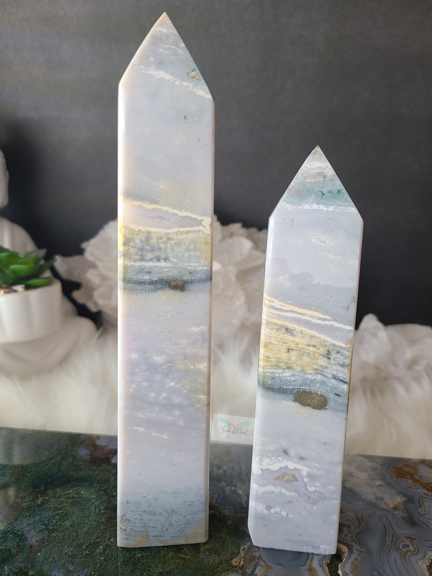Blue Ocean Jasper Tower with Pyrite (B)