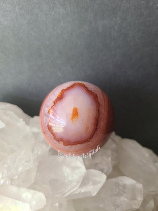 Carnelian Sphere Fire Quartz Point Set
