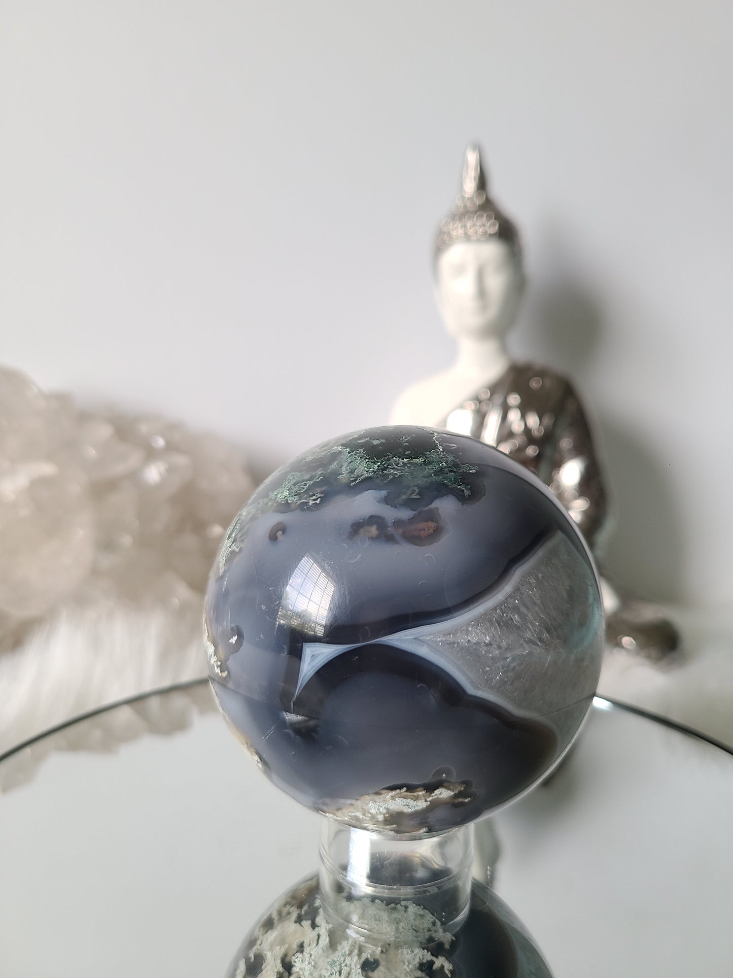 Quartz Moss Agate Sphere