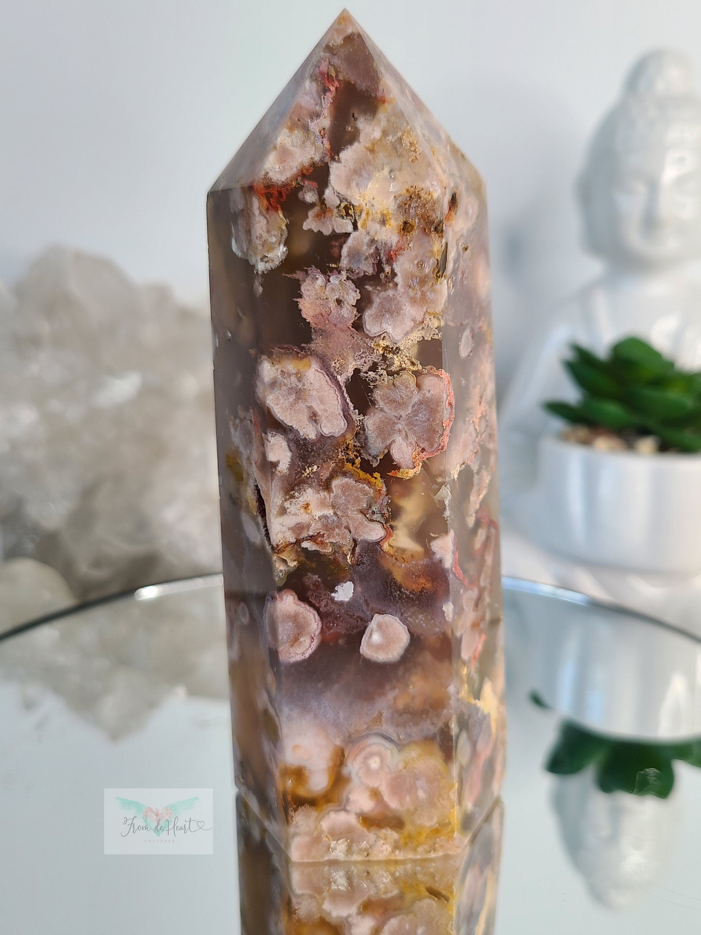 Brown Flower Agate Tower (Sale)
