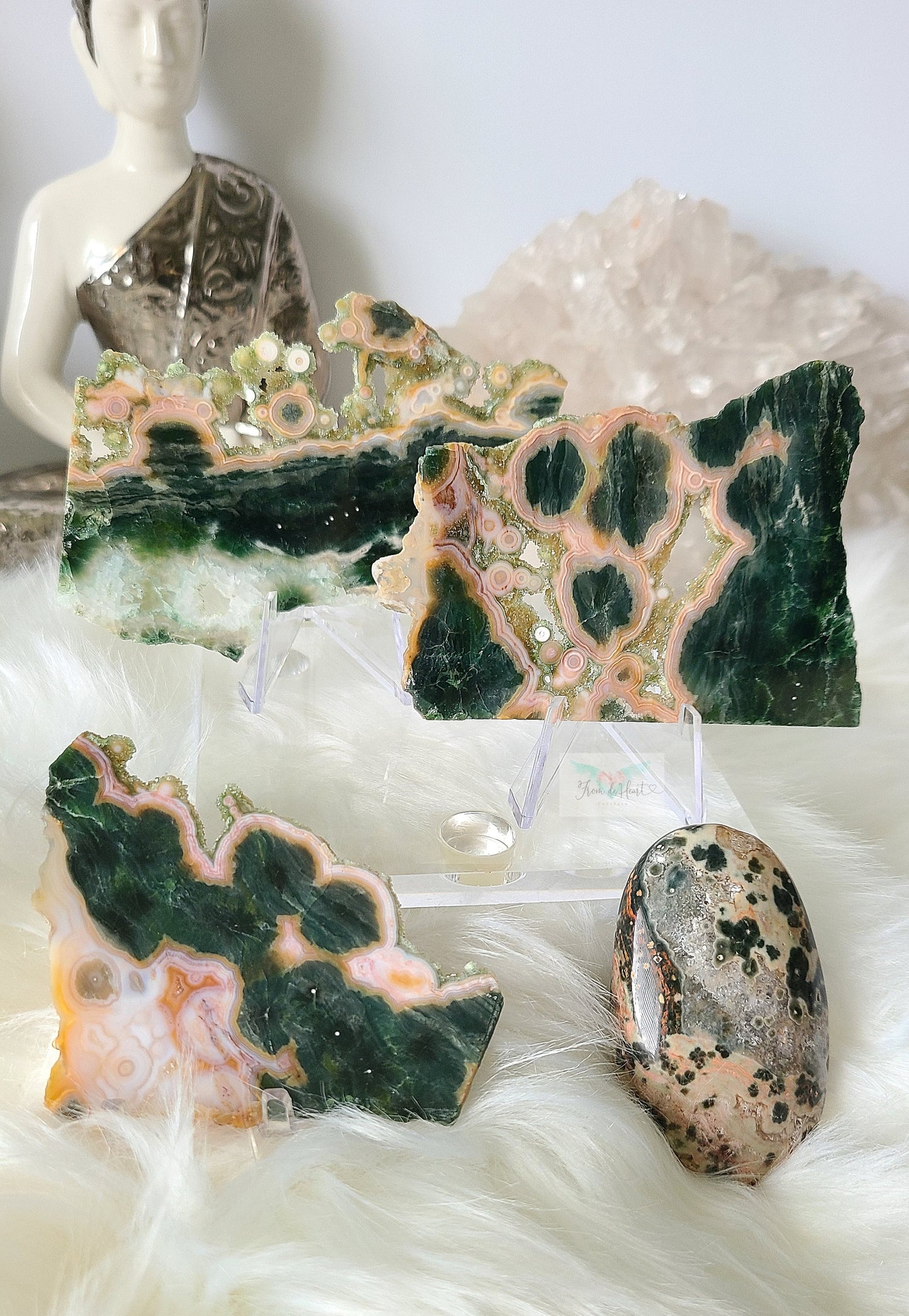 Rare Old Stock Druzy Ocean Jasper Slice