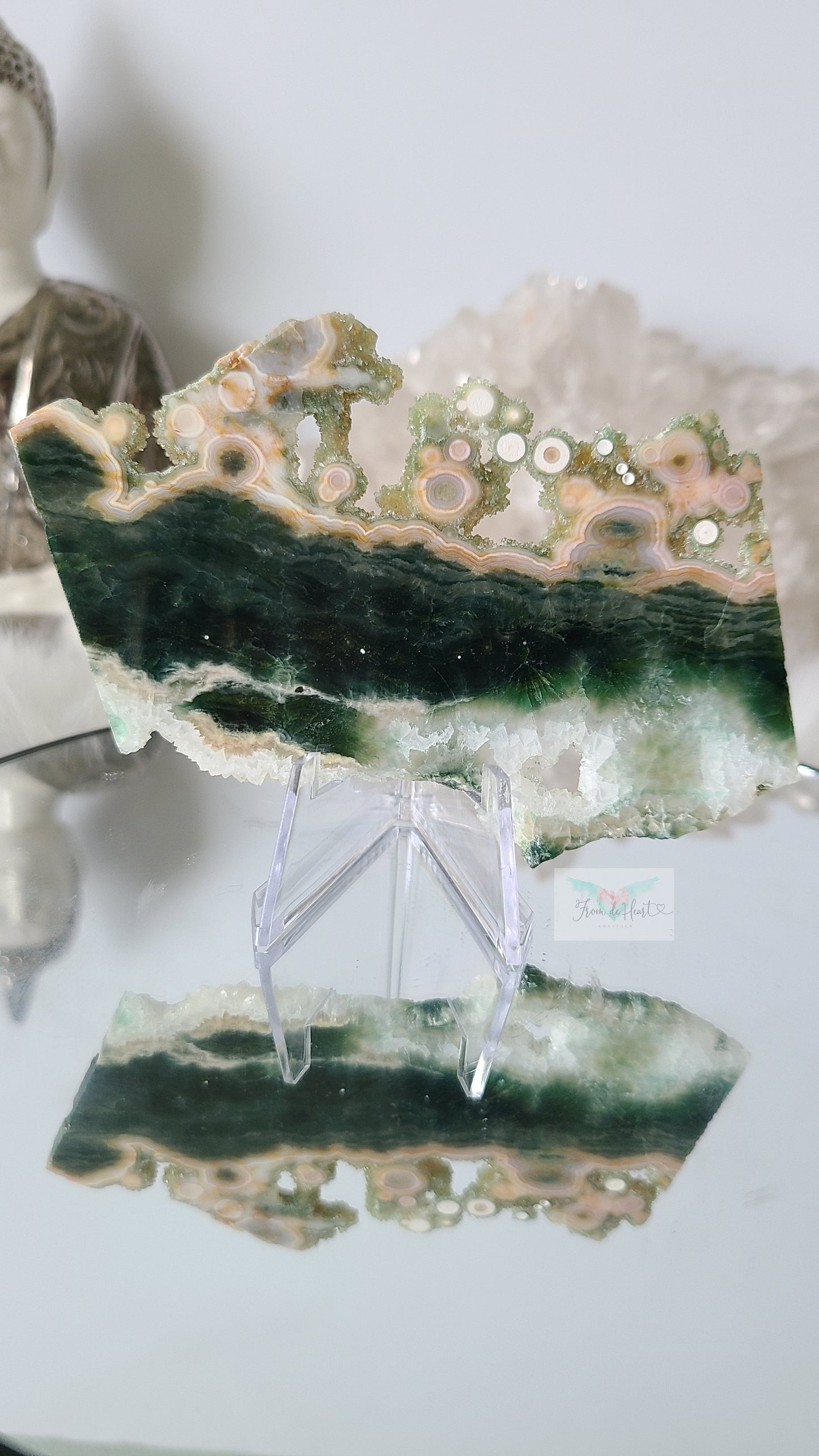 Rare Old Stock Druzy Ocean Jasper Slice