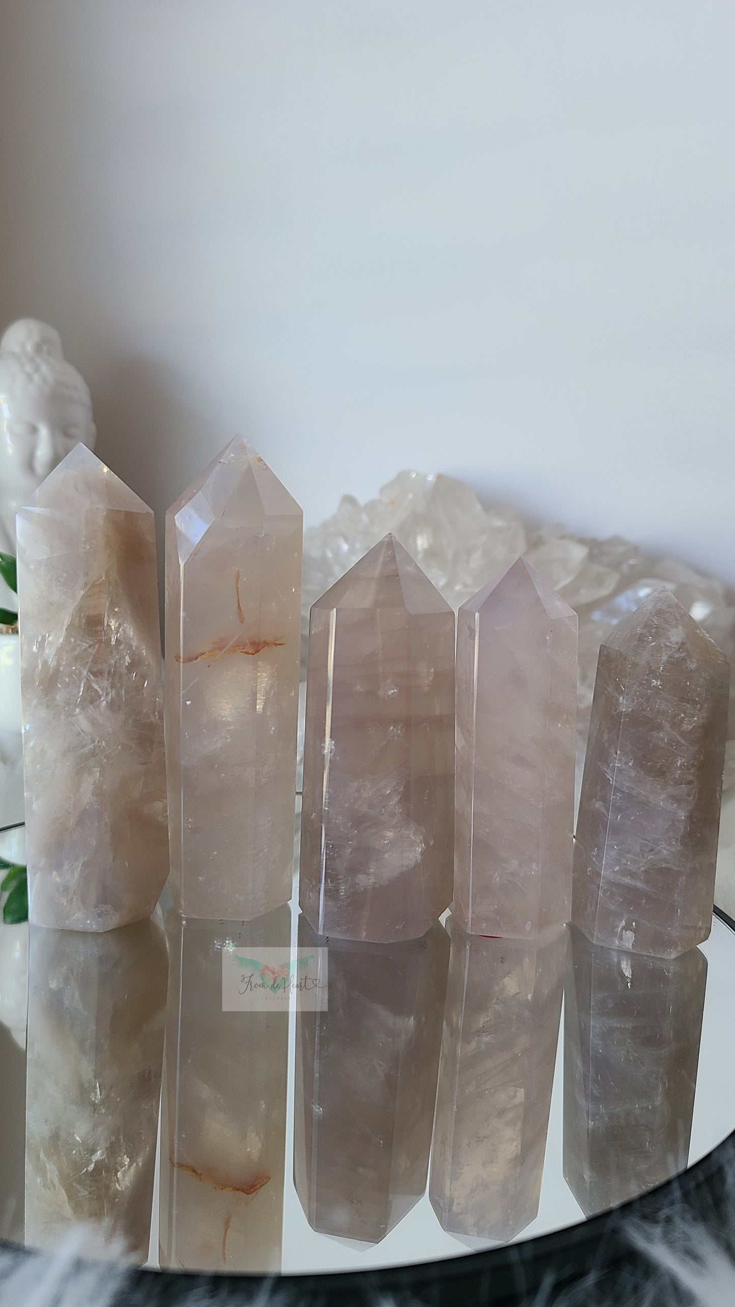 Blue Rose Quartz and Clear Quartz Tower