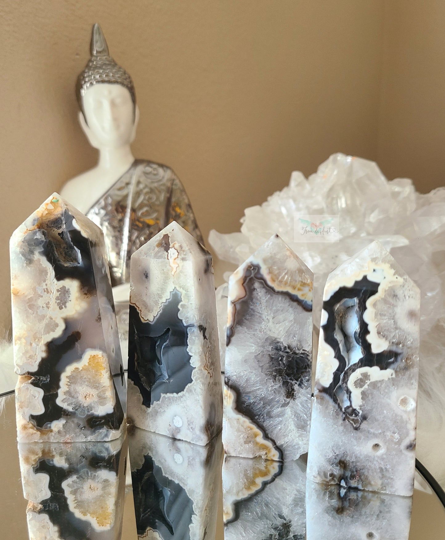 Argentina Agate in Quartz Tower (Rare find) (E)