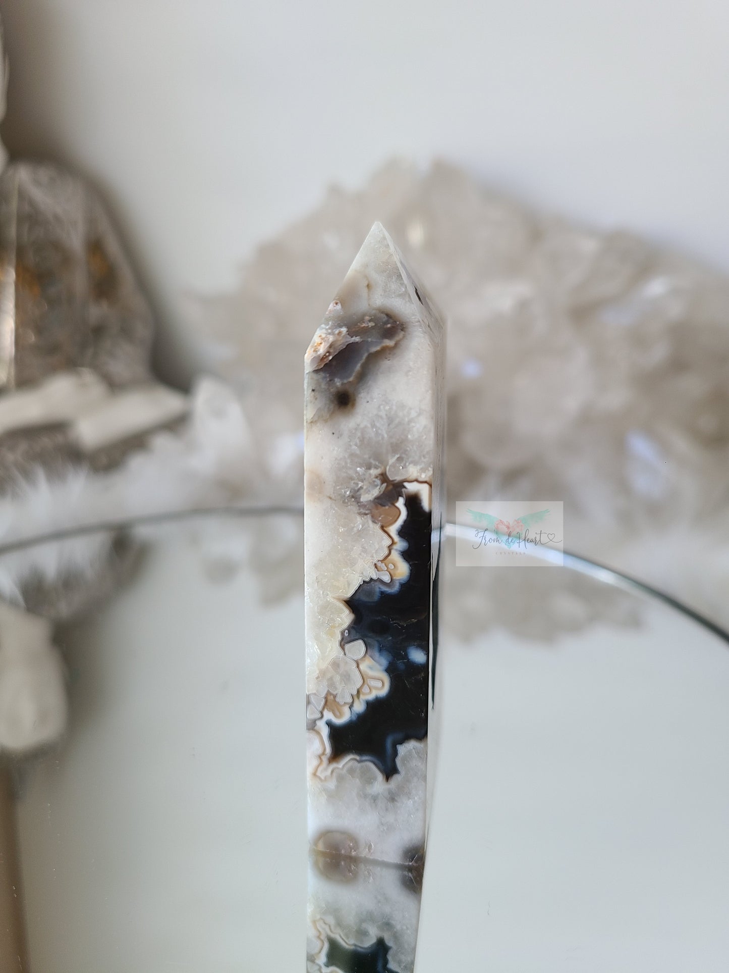 Argentina Agate in Quartz Tower (Rare find) (E)