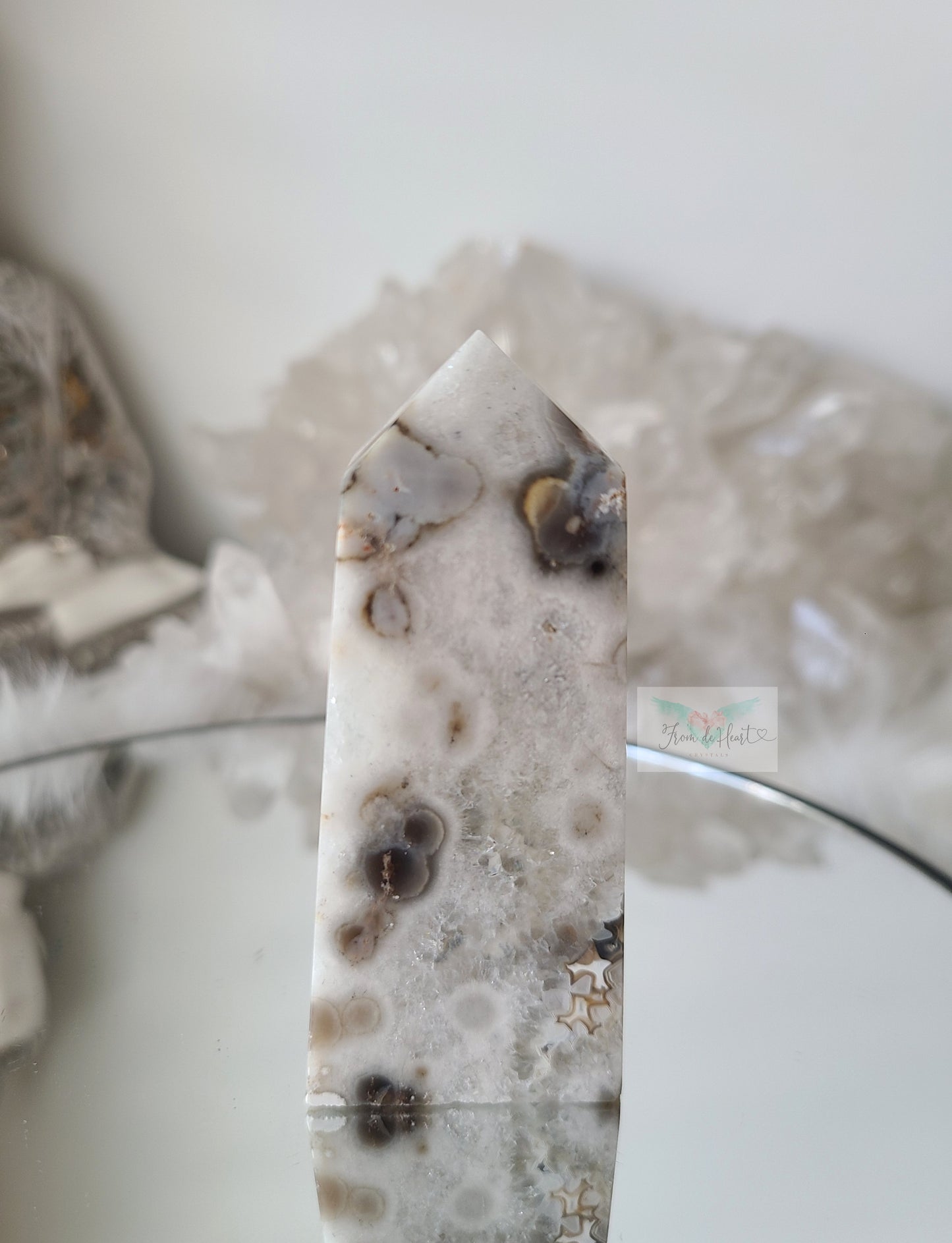 Argentina Agate in Quartz Tower (Rare find) (E)