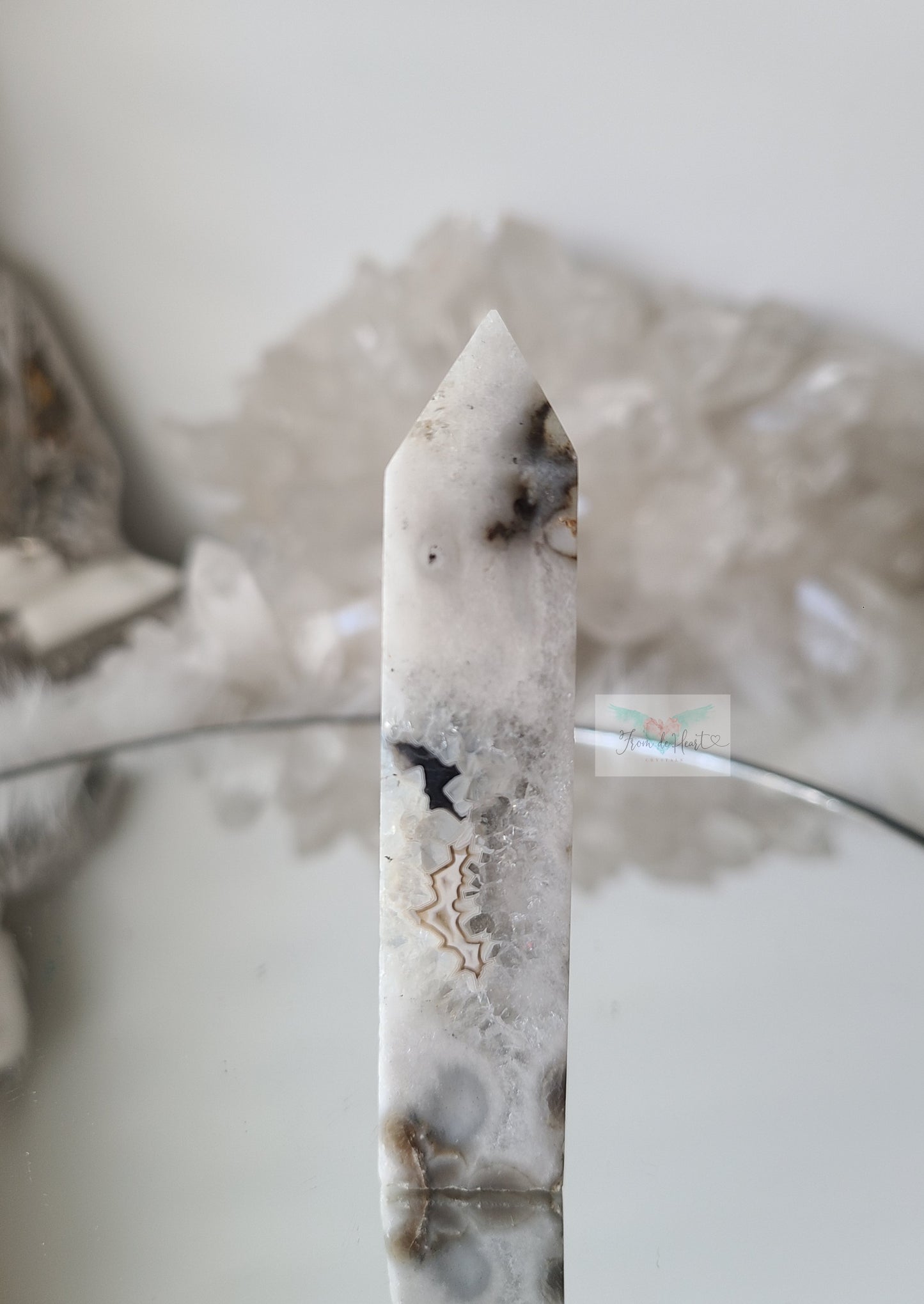 Argentina Agate in Quartz Tower (Rare find) (E)