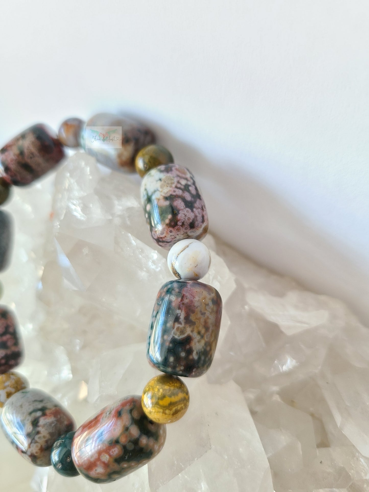 Colorful Orbicular Ocean Jasper Bracelet (Rare) (A)