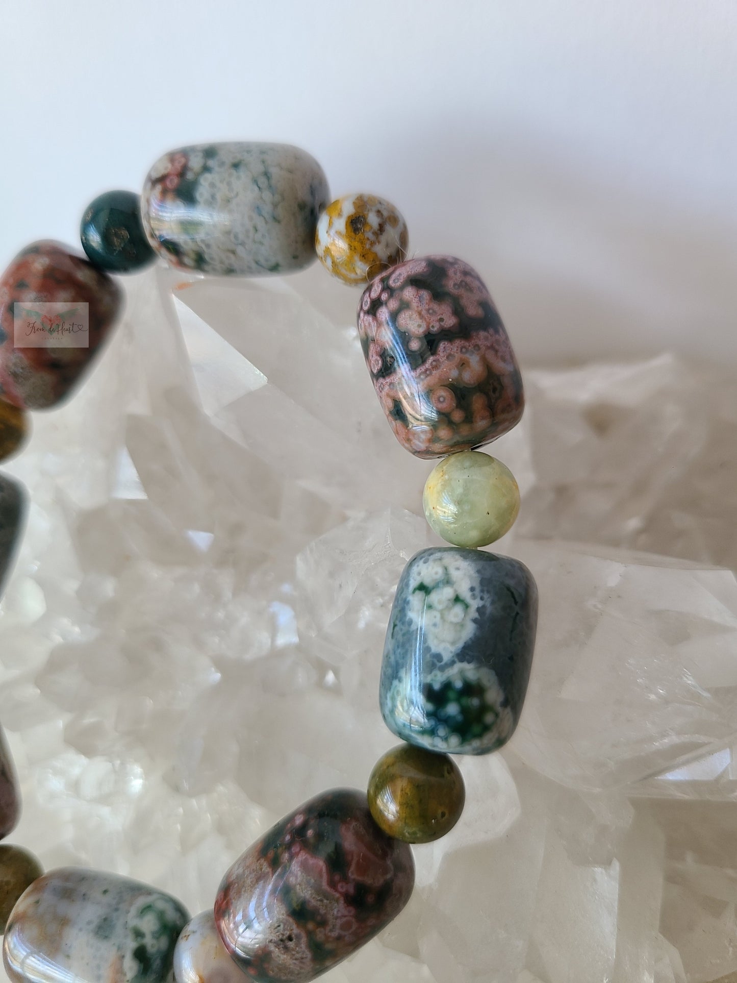 Colorful Orbicular Ocean Jasper Bracelet (Rare) (A)
