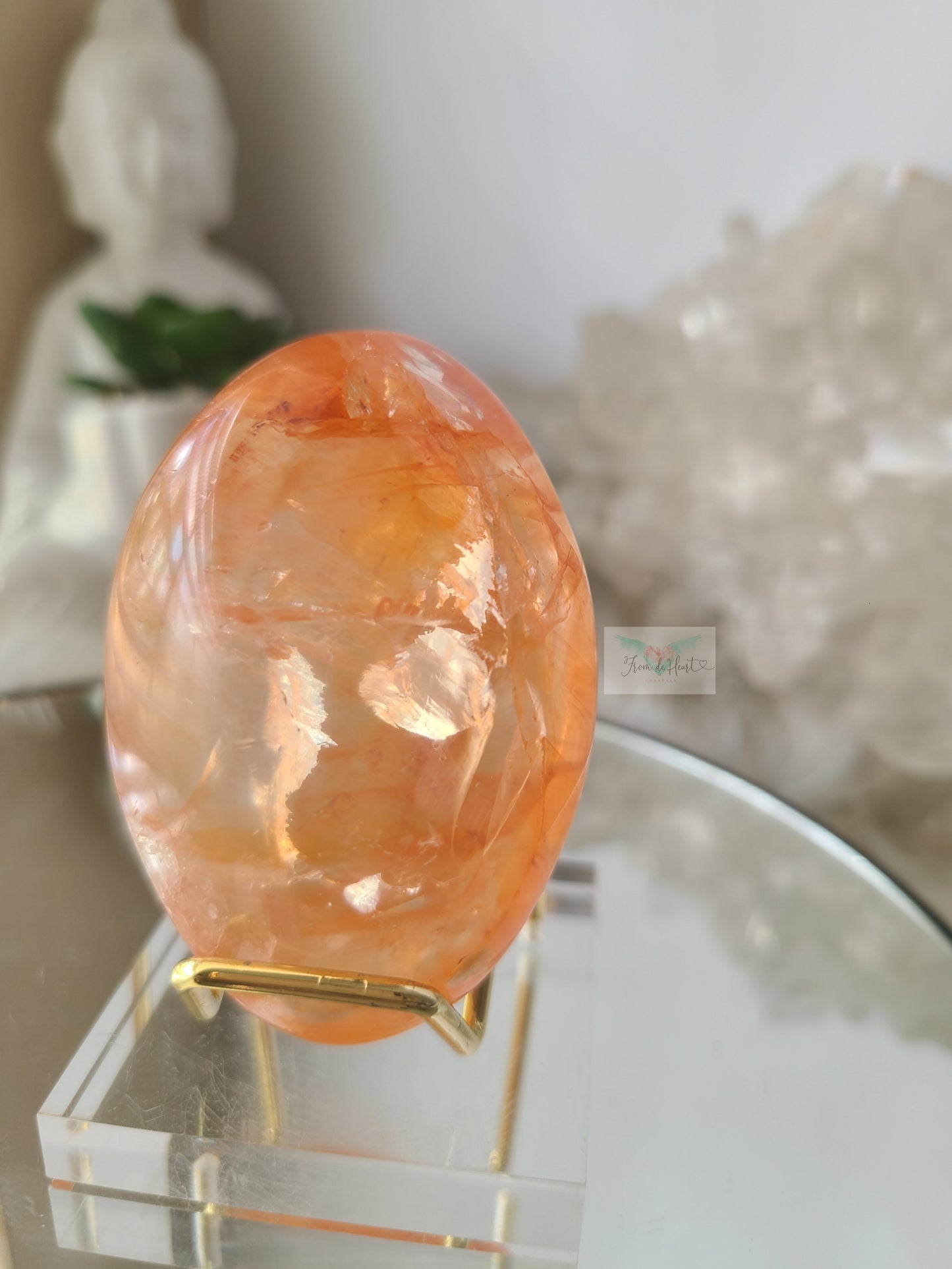 Fire Quartz Palmstone (Big Rainbows)