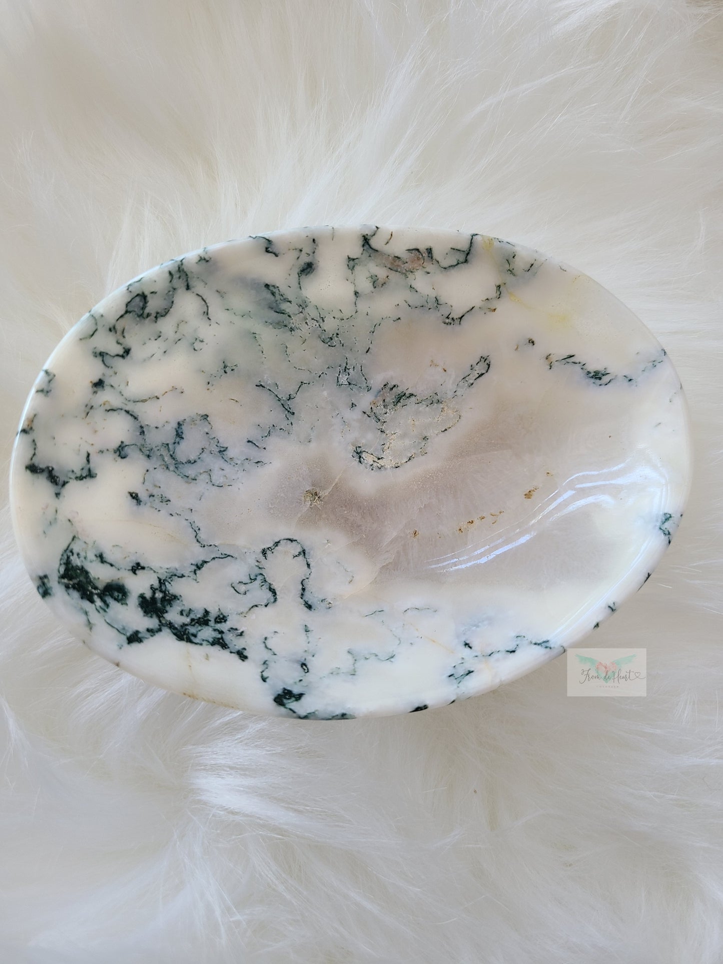 White Moss Agate Bowl