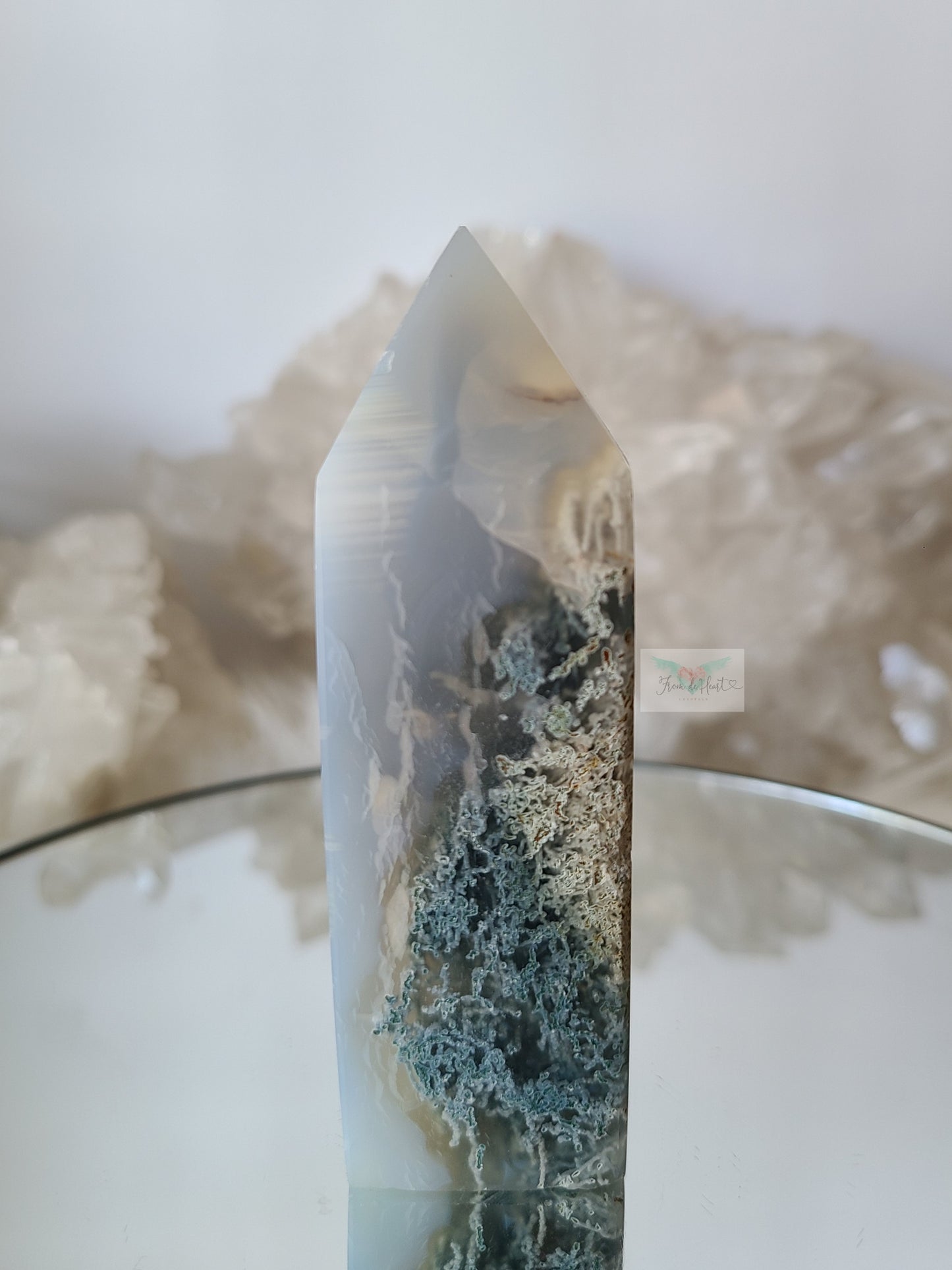Icy Moss Agate Tower (A)
