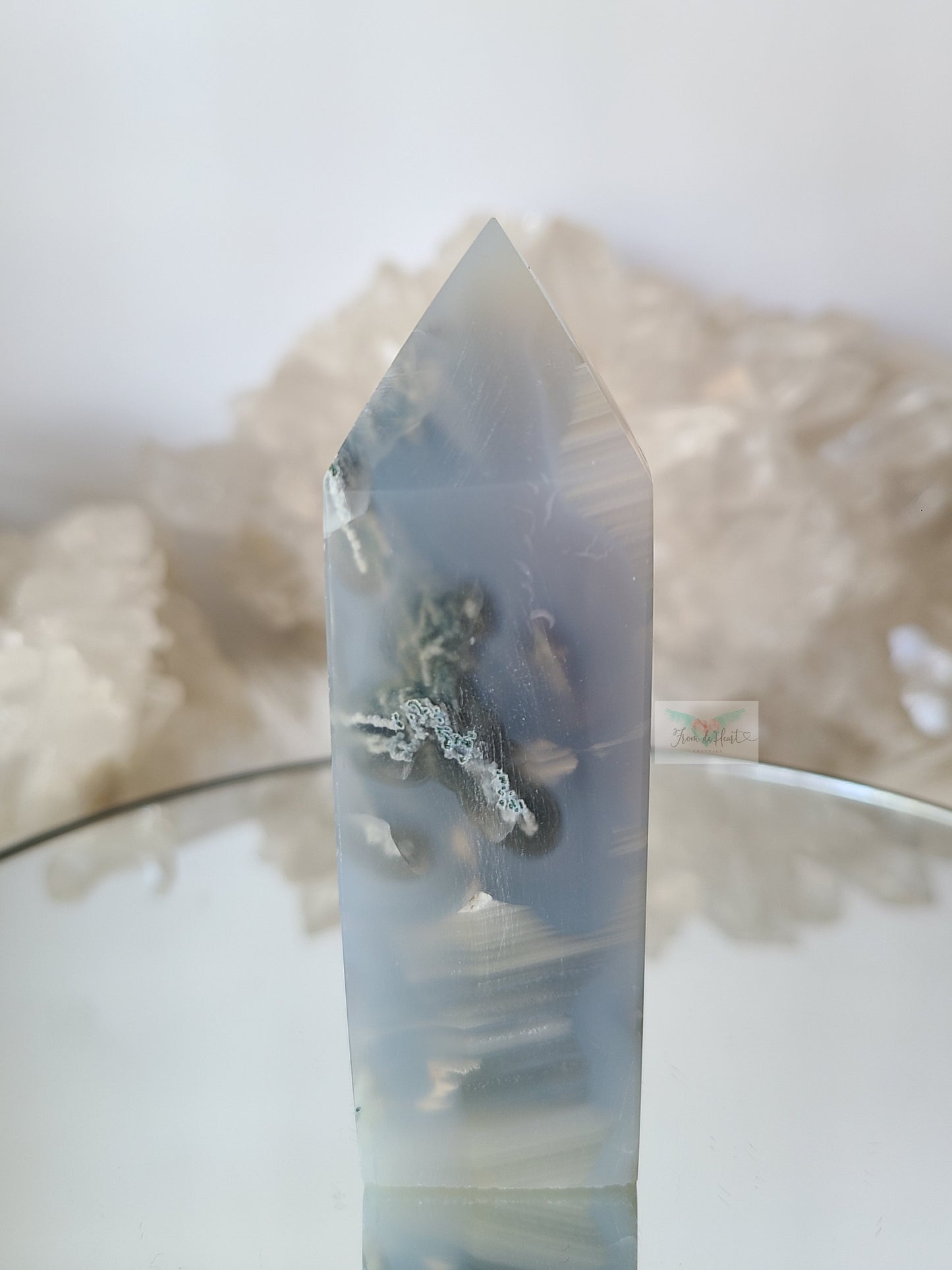 Icy Moss Agate Tower (A)