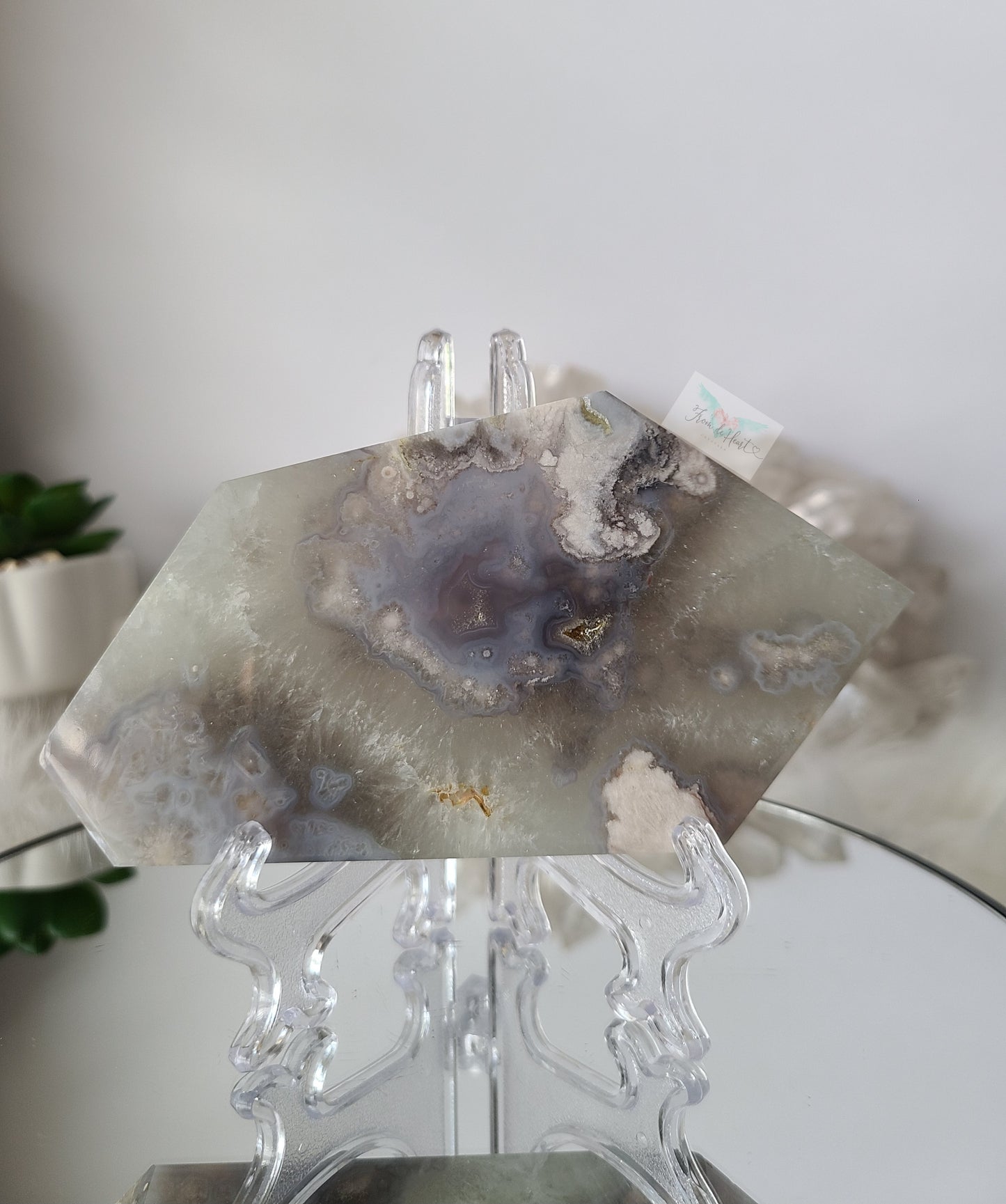 Chlorite Quartz Flower Agate Slab (B) (Rare Find)