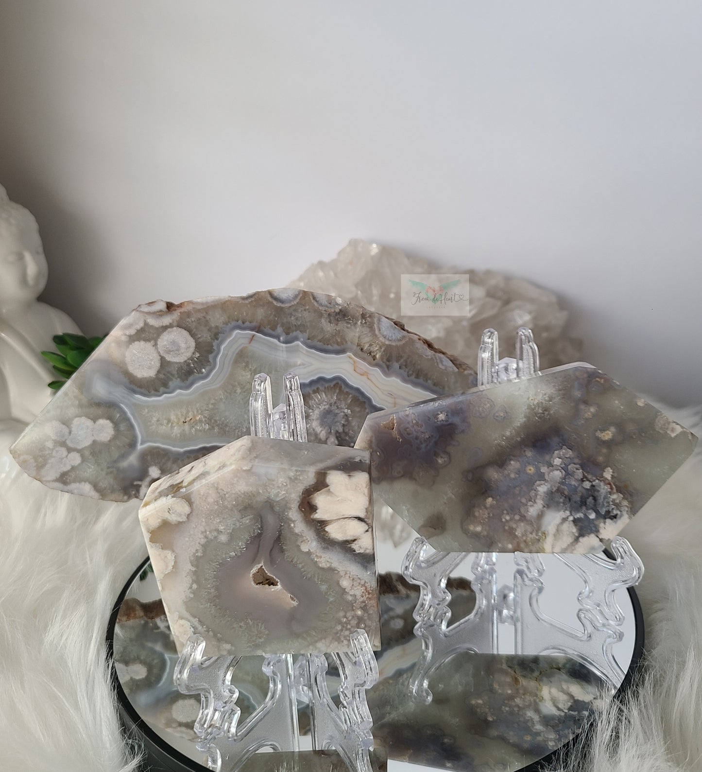 Chlorite Quartz Flower Agate Slab (C) (Rare Find)