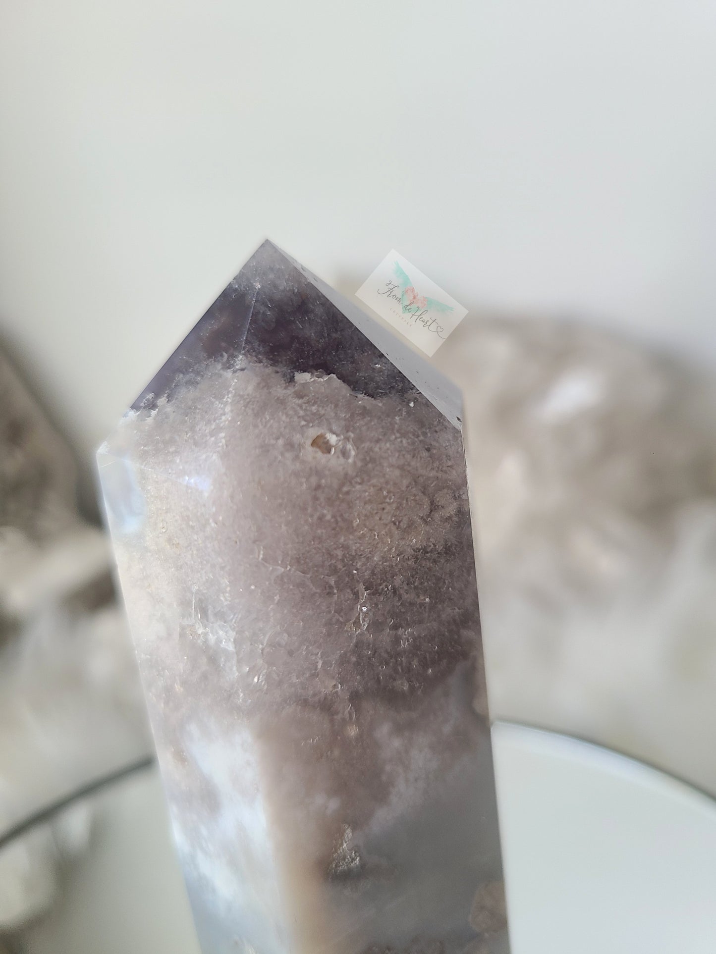 Blue Gray Flower Agate Tower (Rare Find)