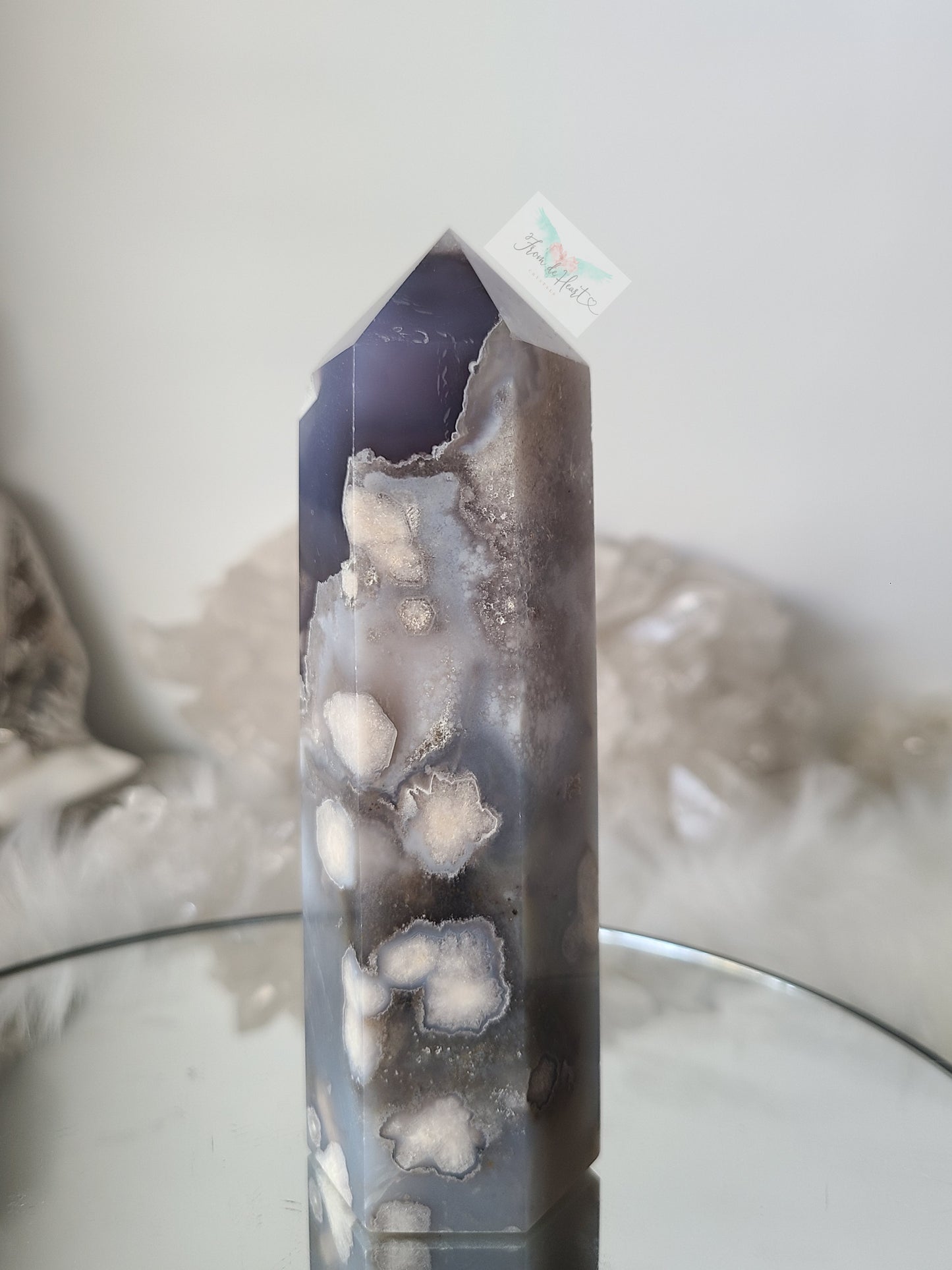 Blue Gray Flower Agate Tower (Rare Find)