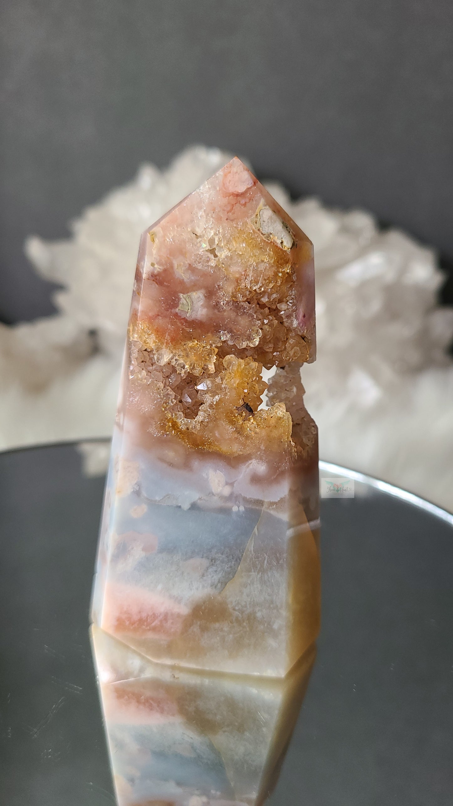Old Stock Druzy Pink Amethyst Flower Agate Tower (Rare Find)