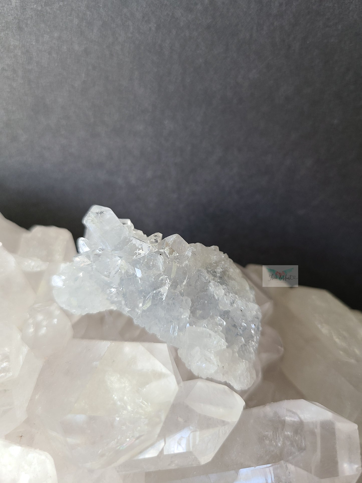 Raw blue chalcedony and Apophyllite Cluster