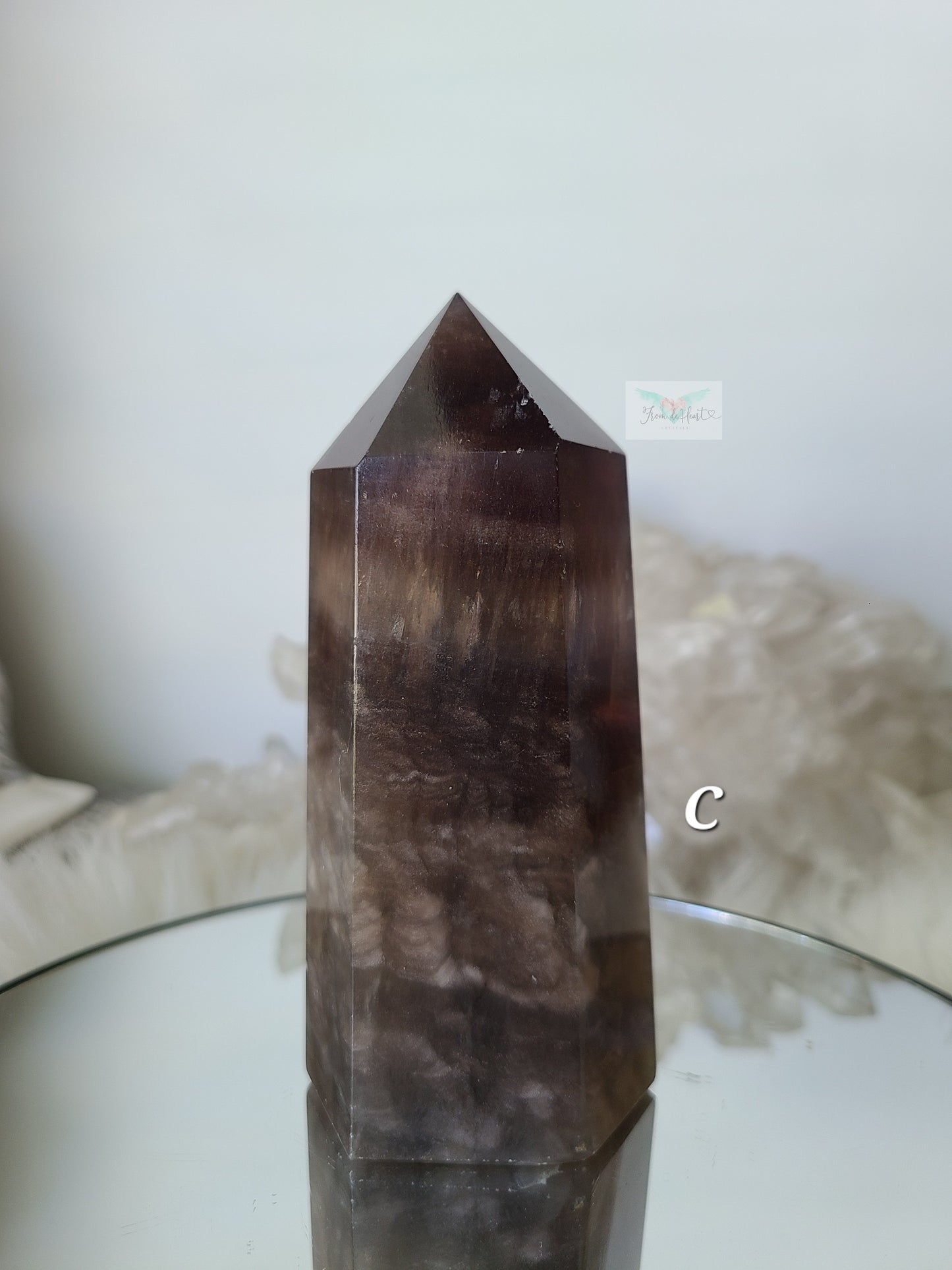 Black Silky Fluorite Tower (A, B, and C)