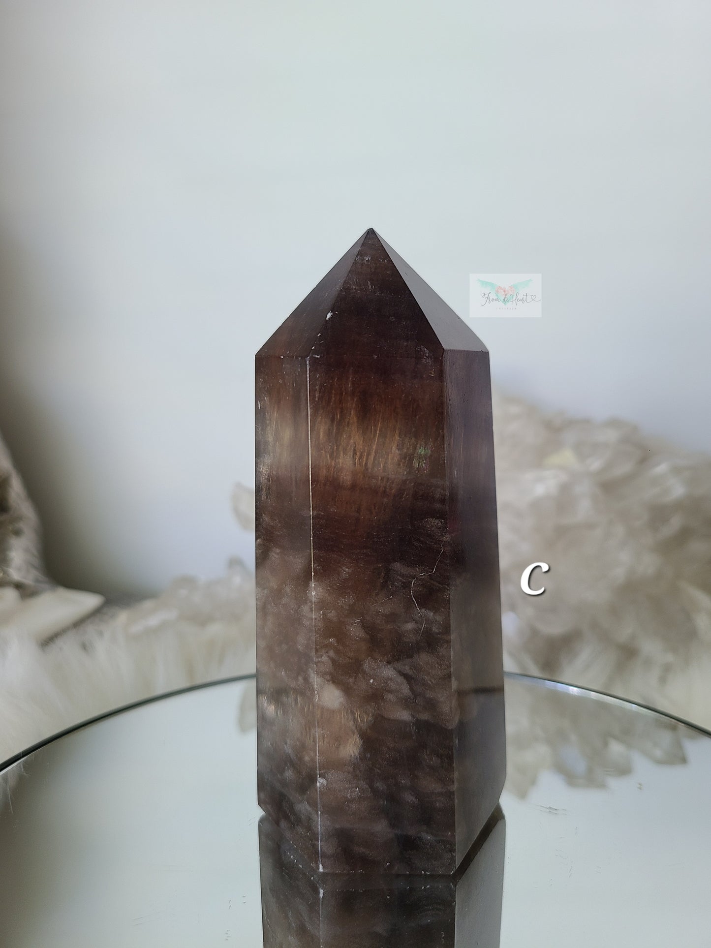 Black Silky Fluorite Tower (A, B, and C)