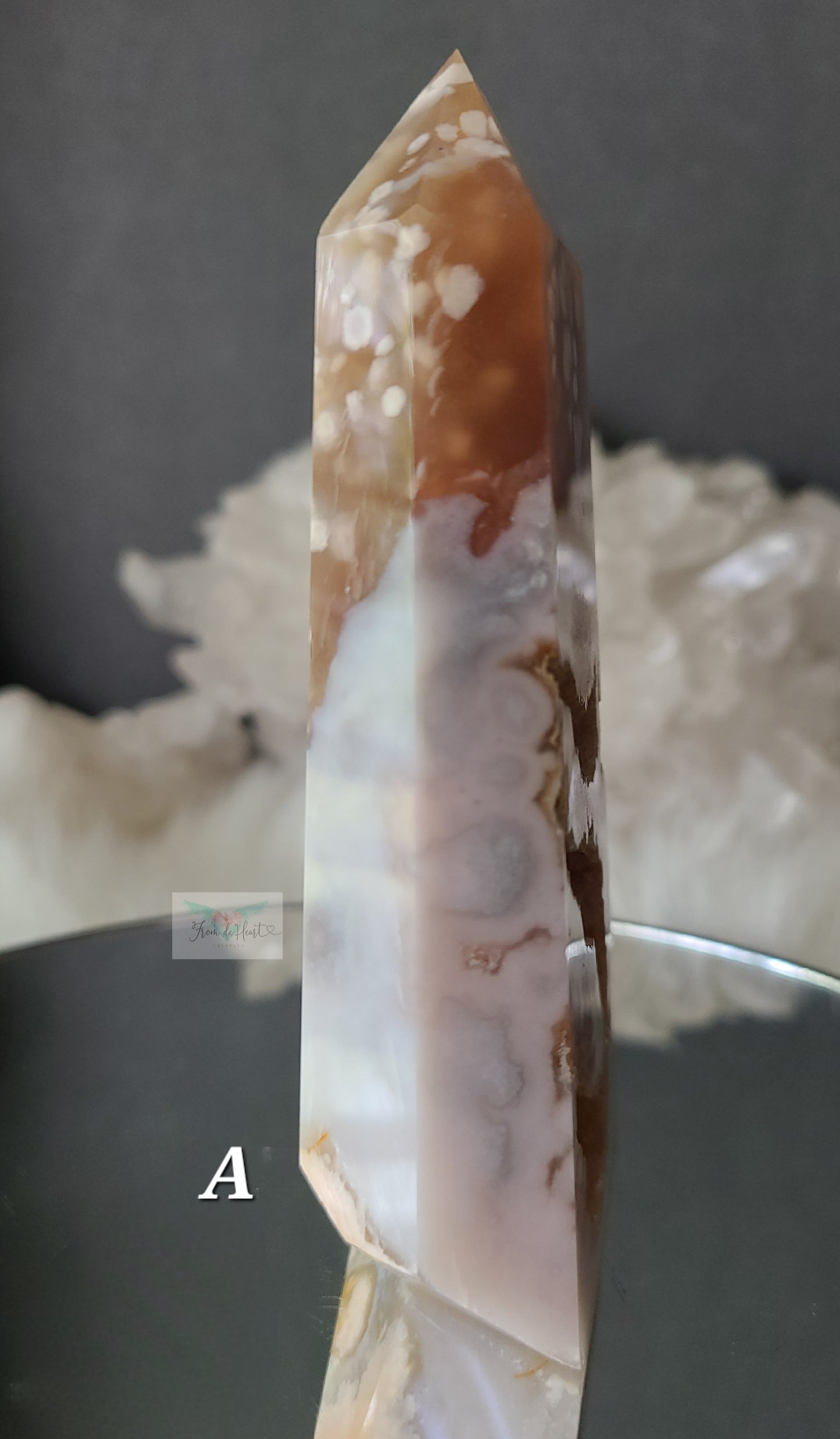 Druzy Chocolate Brown Flower Agate Tower (Rare Find)