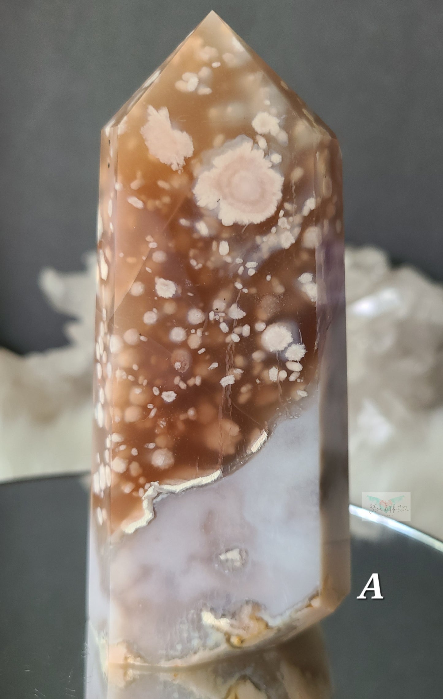 Druzy Chocolate Brown Flower Agate Tower (Rare Find)