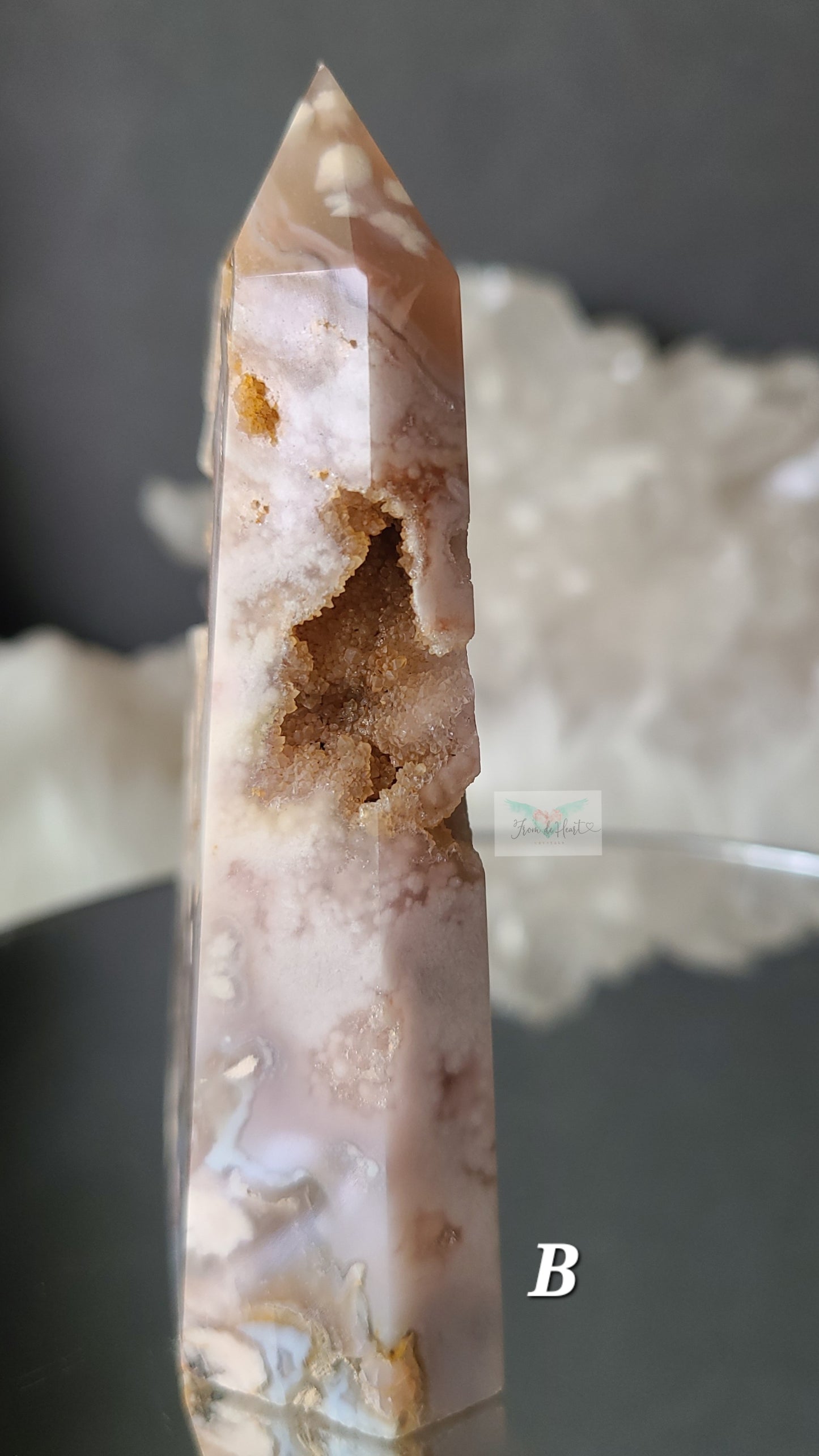 Druzy Chocolate Brown Flower Agate Tower (Rare Find)