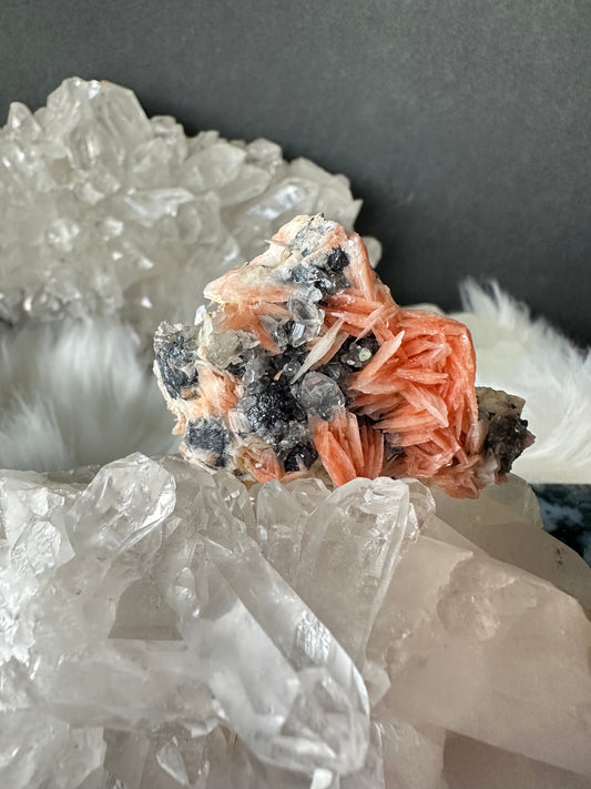 HIGH QUALITY Barite Flowers with Cerussite and Metallic Galena (B)