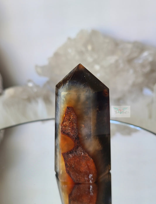 Black and Blue Banded Carnelian Tower (Rare Find)