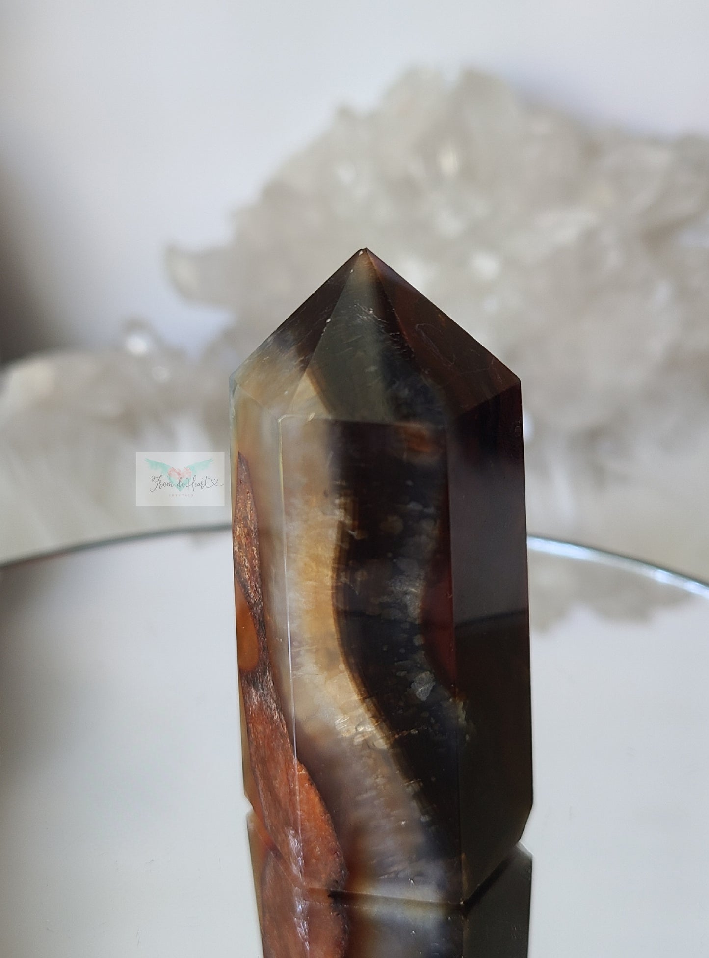 Black and Blue Banded Carnelian Tower (Rare Find)