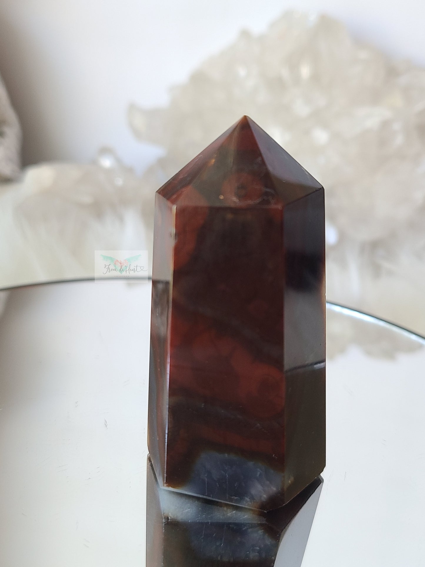 Black and Blue Banded Carnelian Tower (Rare Find)