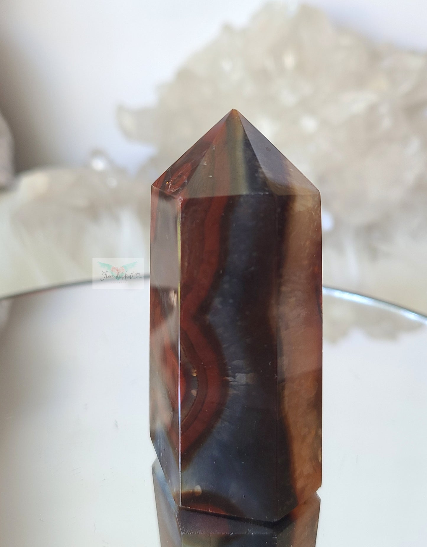 Black and Blue Banded Carnelian Tower (Rare Find)