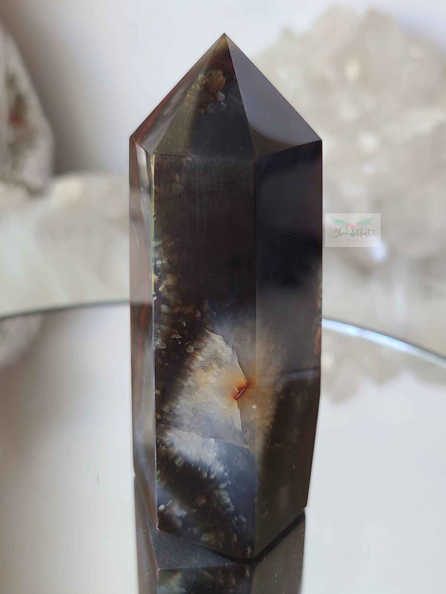 Black and Blue Banded Carnelian Tower (B) (Rare Find)